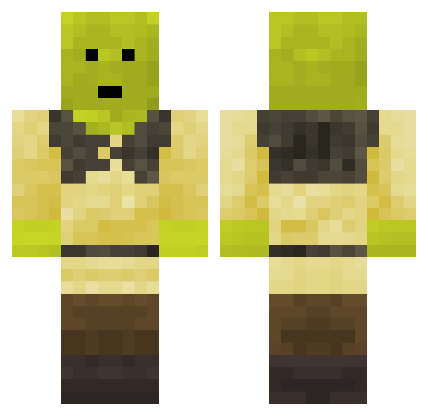 Larzux Minecraft skin, front and back view