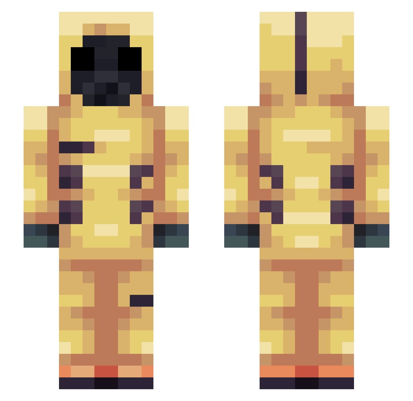 F2L1P3 Minecraft skin, front and back view