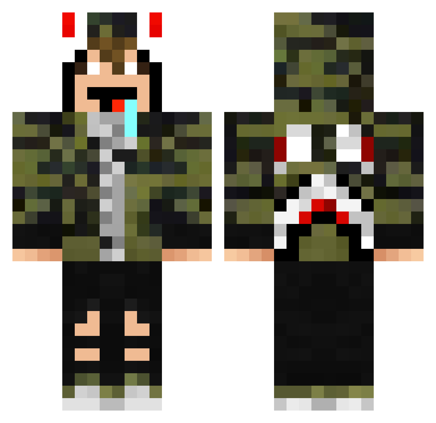 Microbar Minecraft skin, front and back view