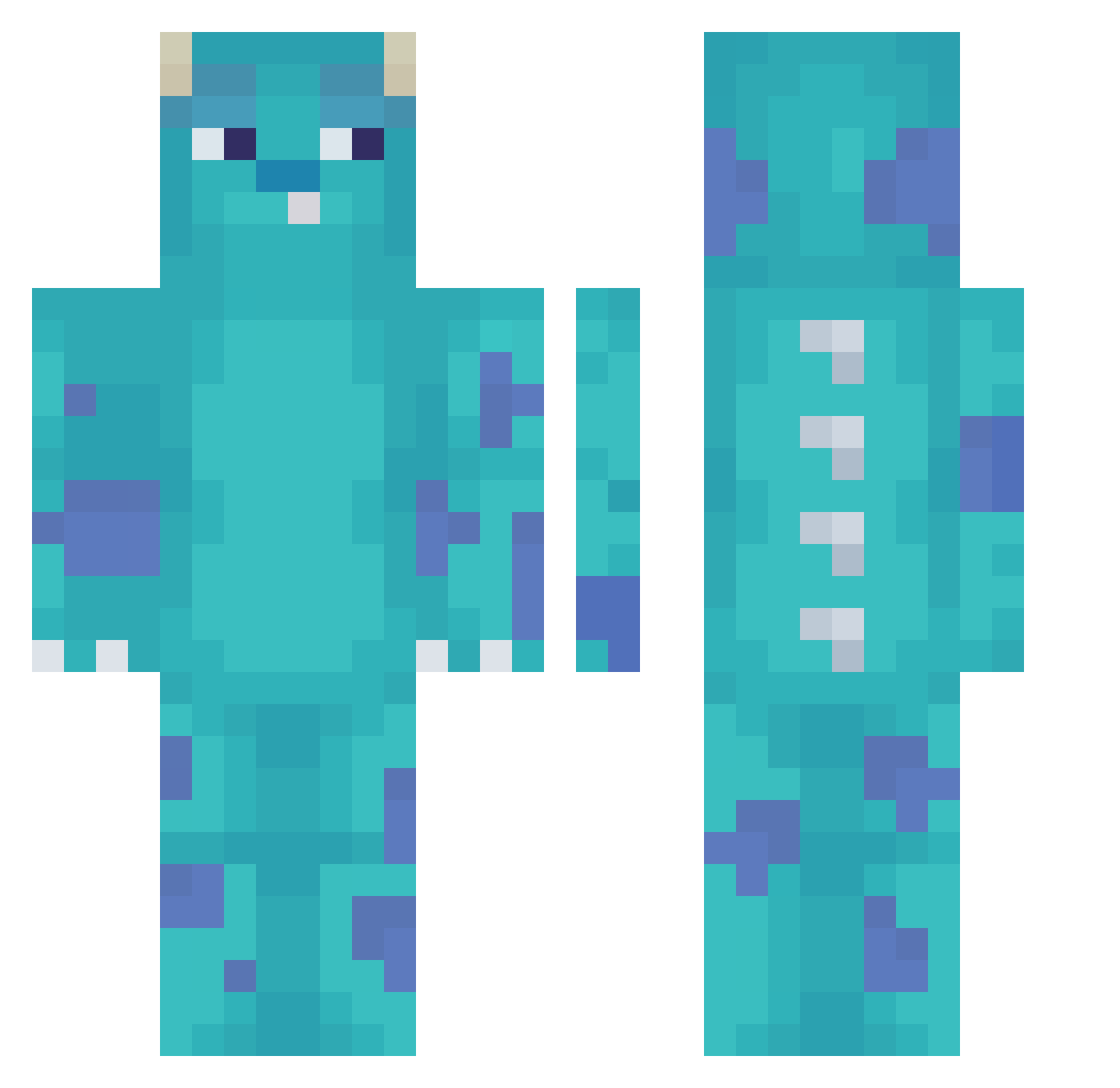 BigCoo Minecraft skin, front and back view