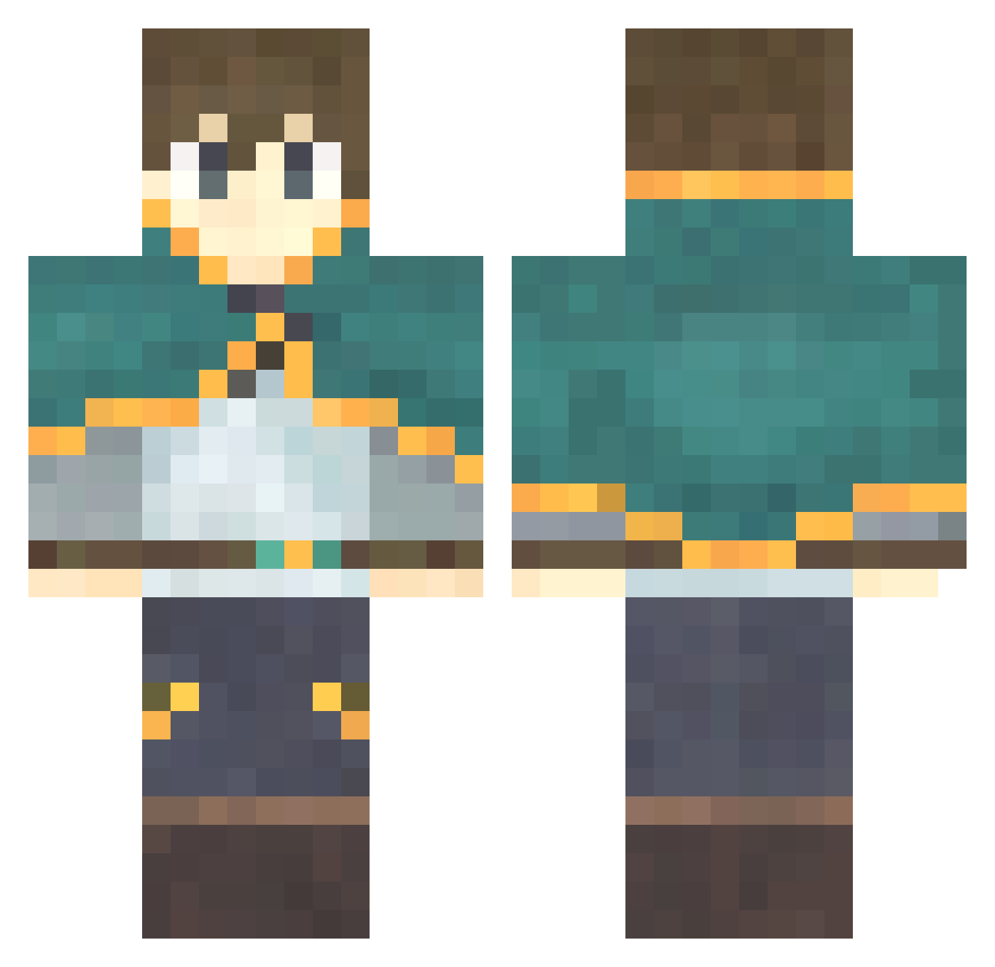 Sapphist Minecraft skin, front and back view
