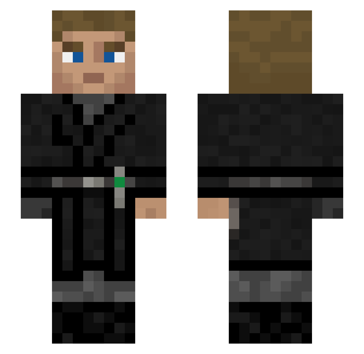 RavenPandaX Minecraft skin, front and back view