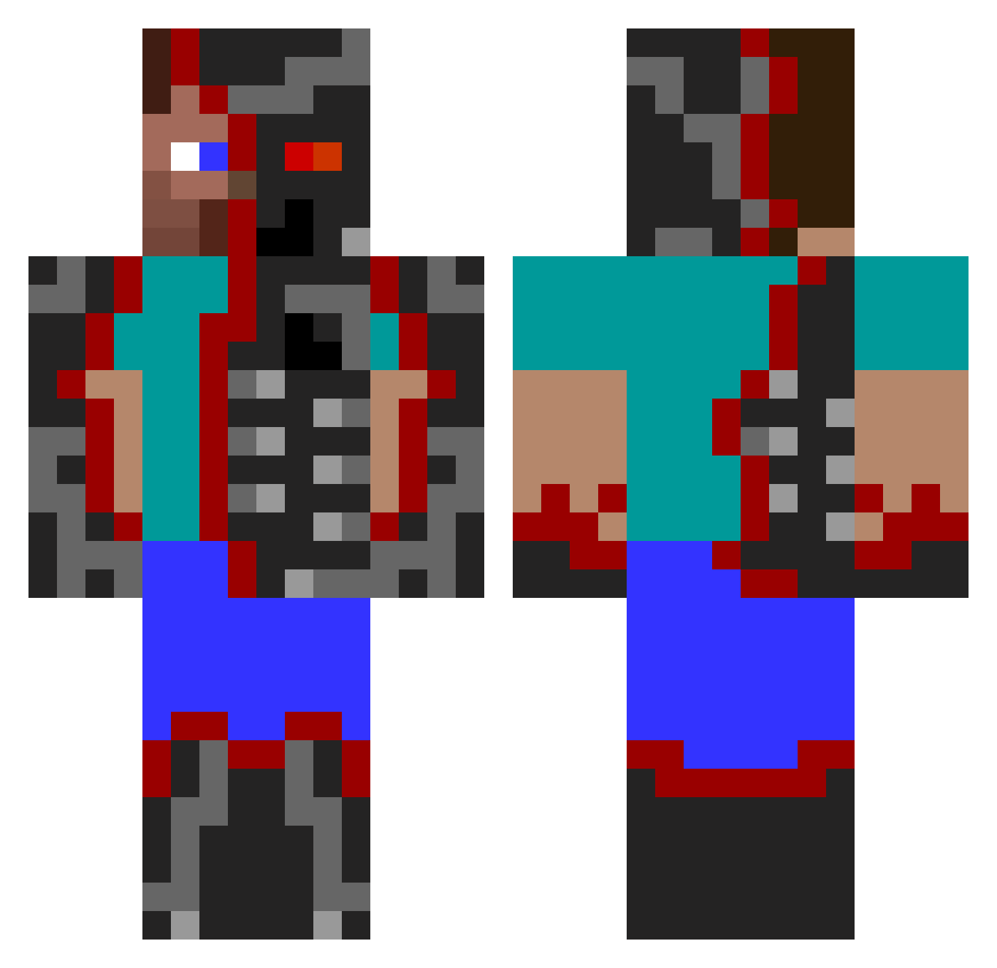 Silkpursuit Minecraft skin, front and back view