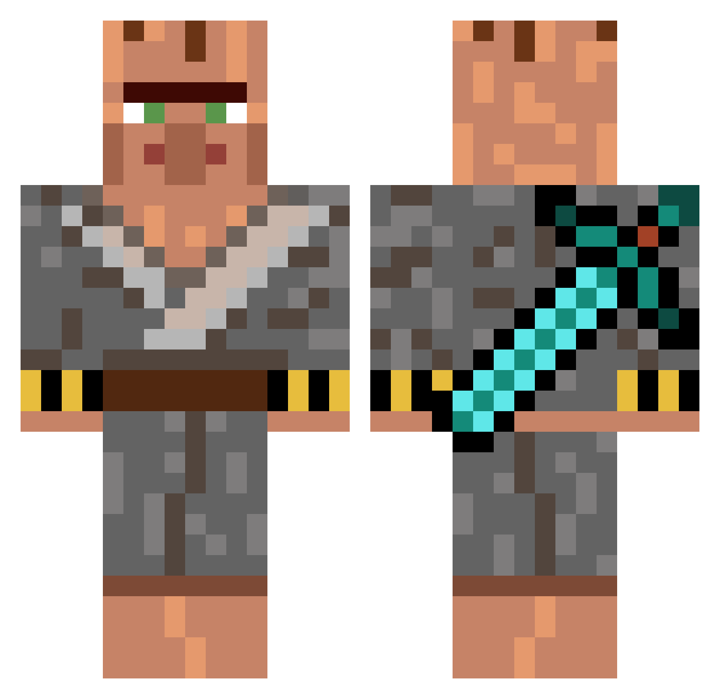 Snowie13 Minecraft skin, front and back view