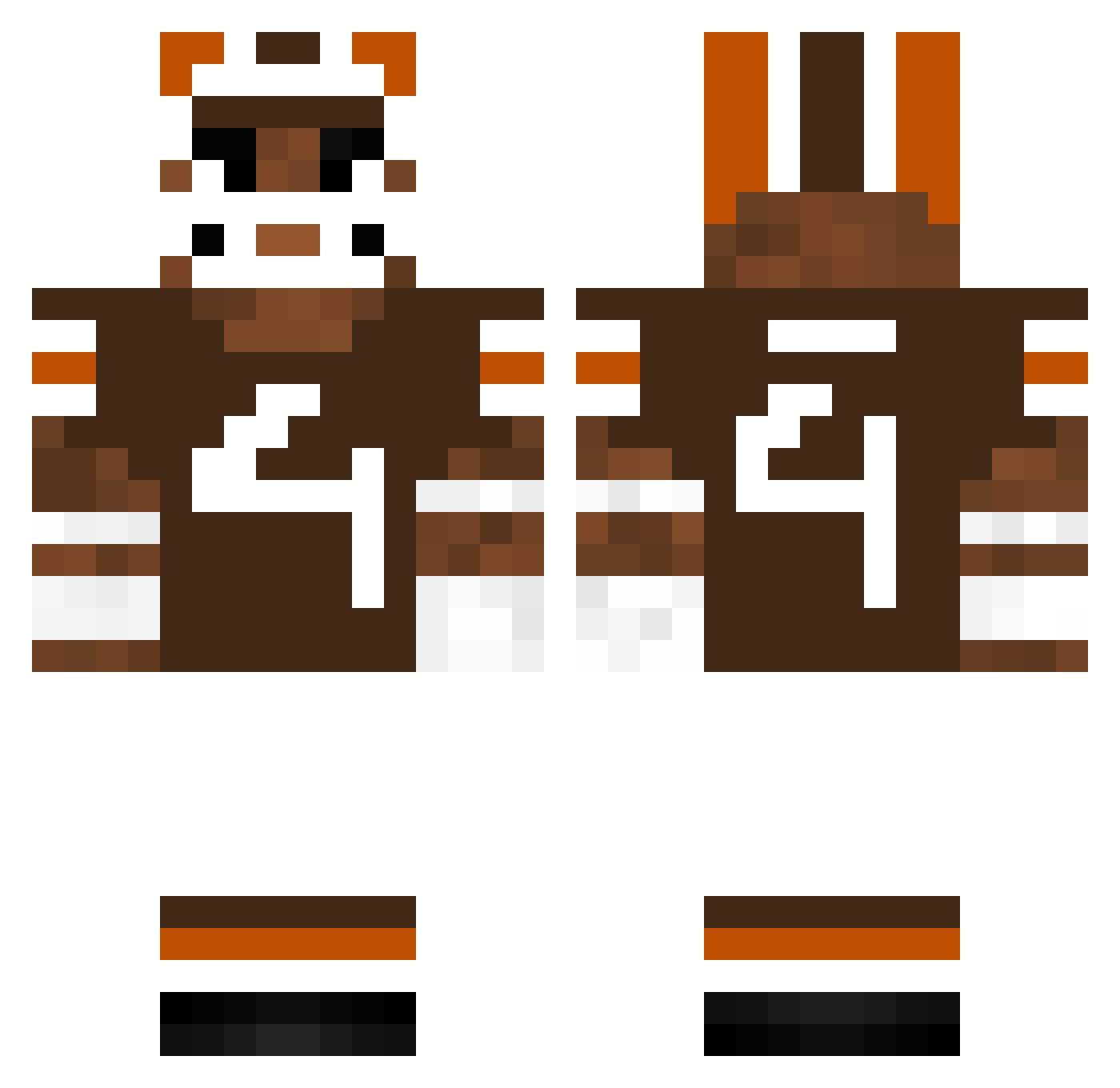 Nicholotapus Minecraft skin, front and back view