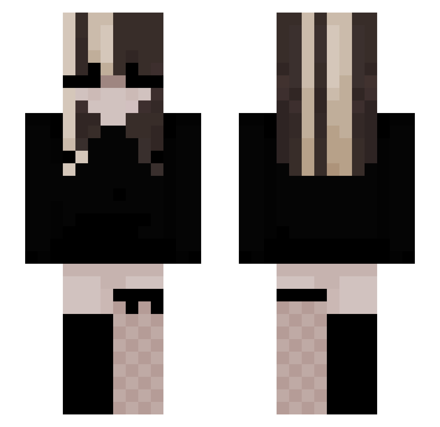 Gothism Minecraft skin, front and back view