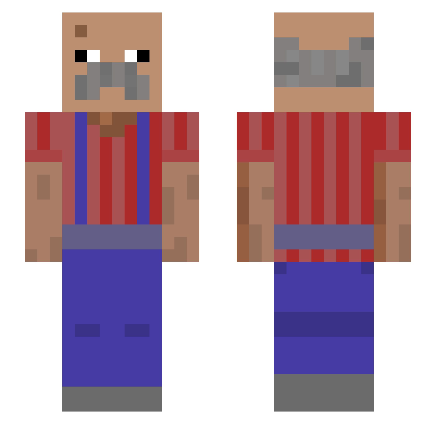 askxel Minecraft skin, front and back view