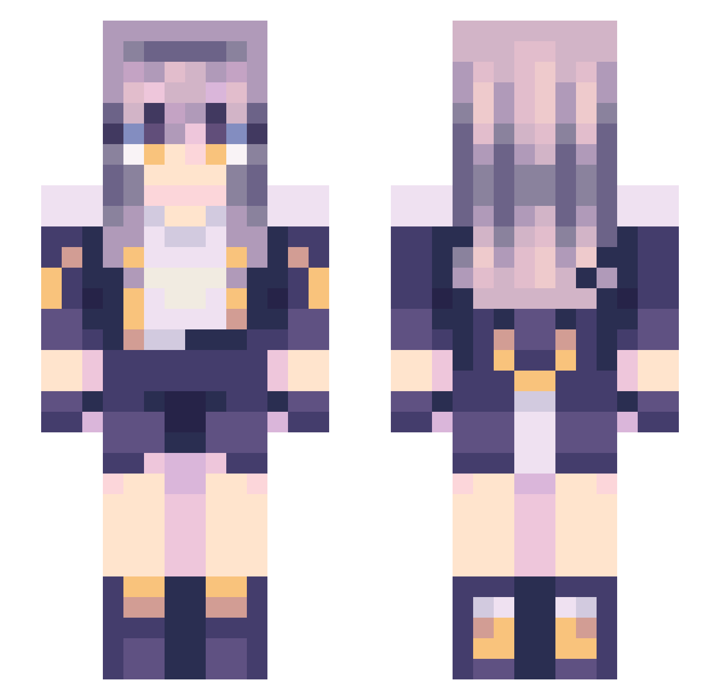 NaughtyPlant Minecraft skin, front and back view