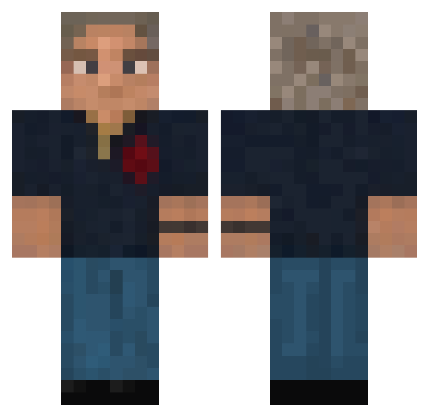 Zombiee1k Minecraft skin, front and back view