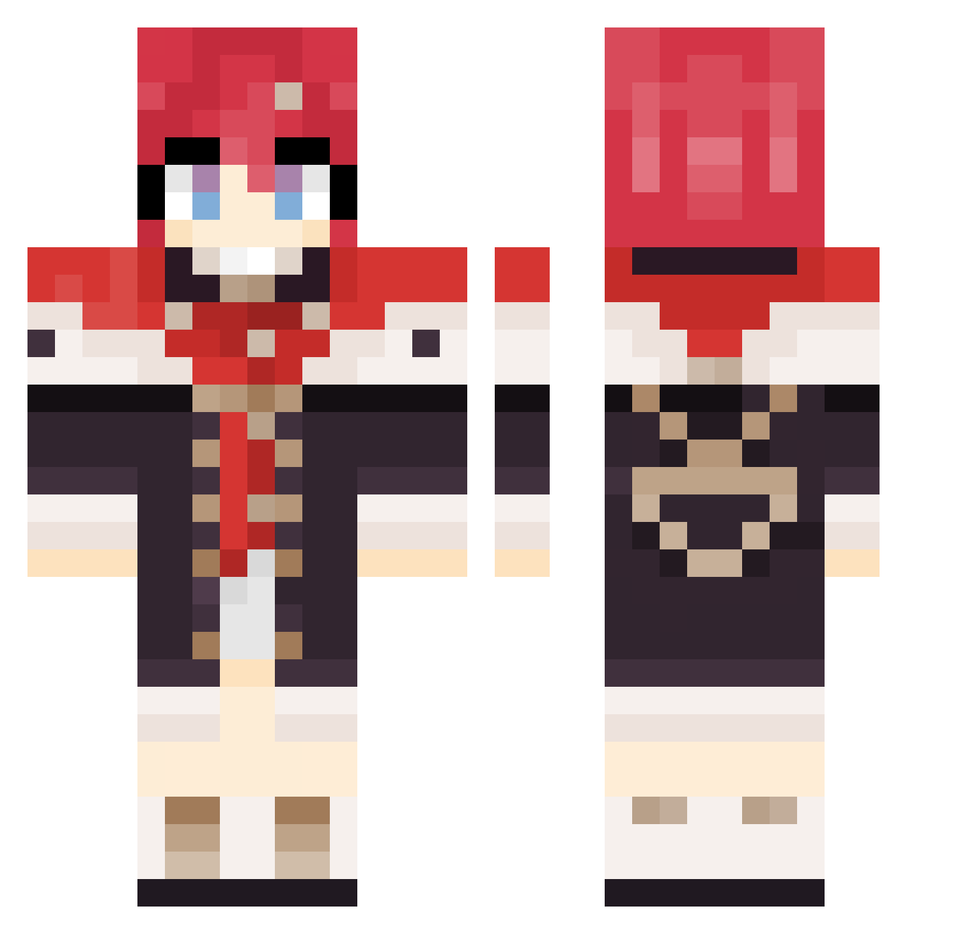 Pozekras Minecraft skin, front and back view