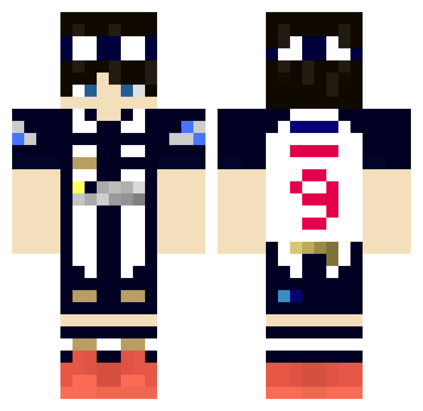 Djprax Minecraft skin, front and back view