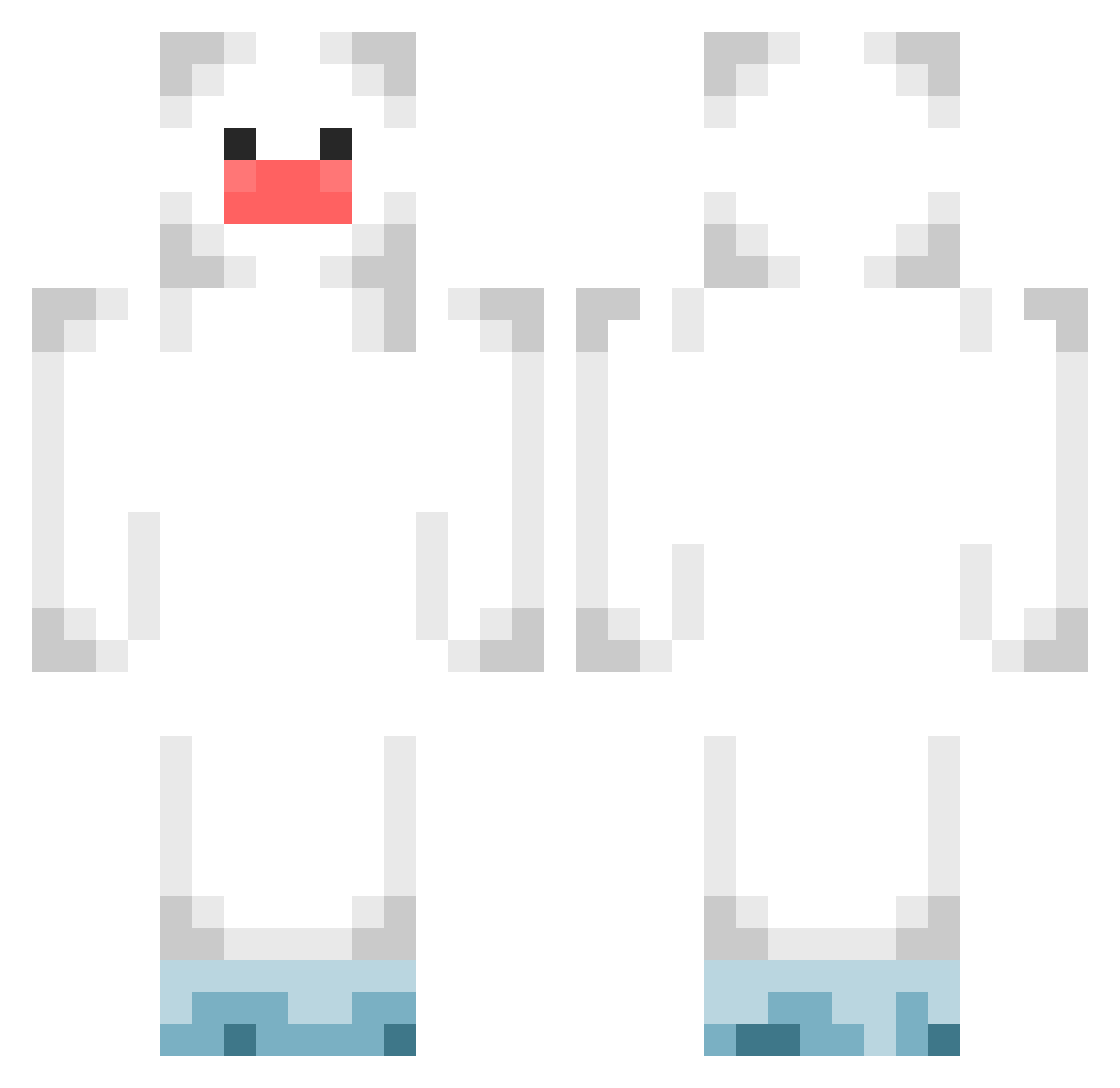 Wiglett Minecraft skin, front and back view