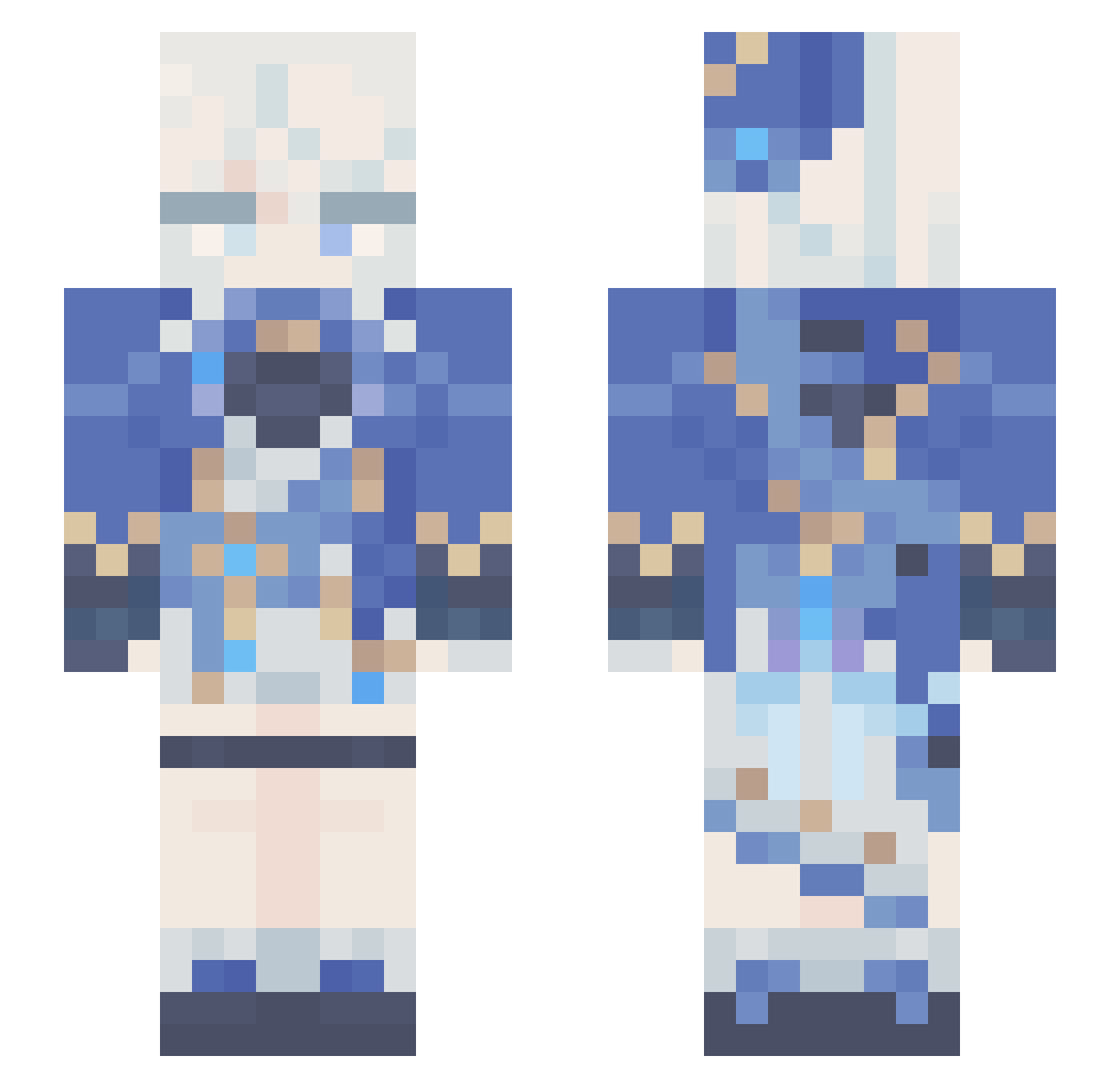 HereComesTheMoon Minecraft skin, front and back view