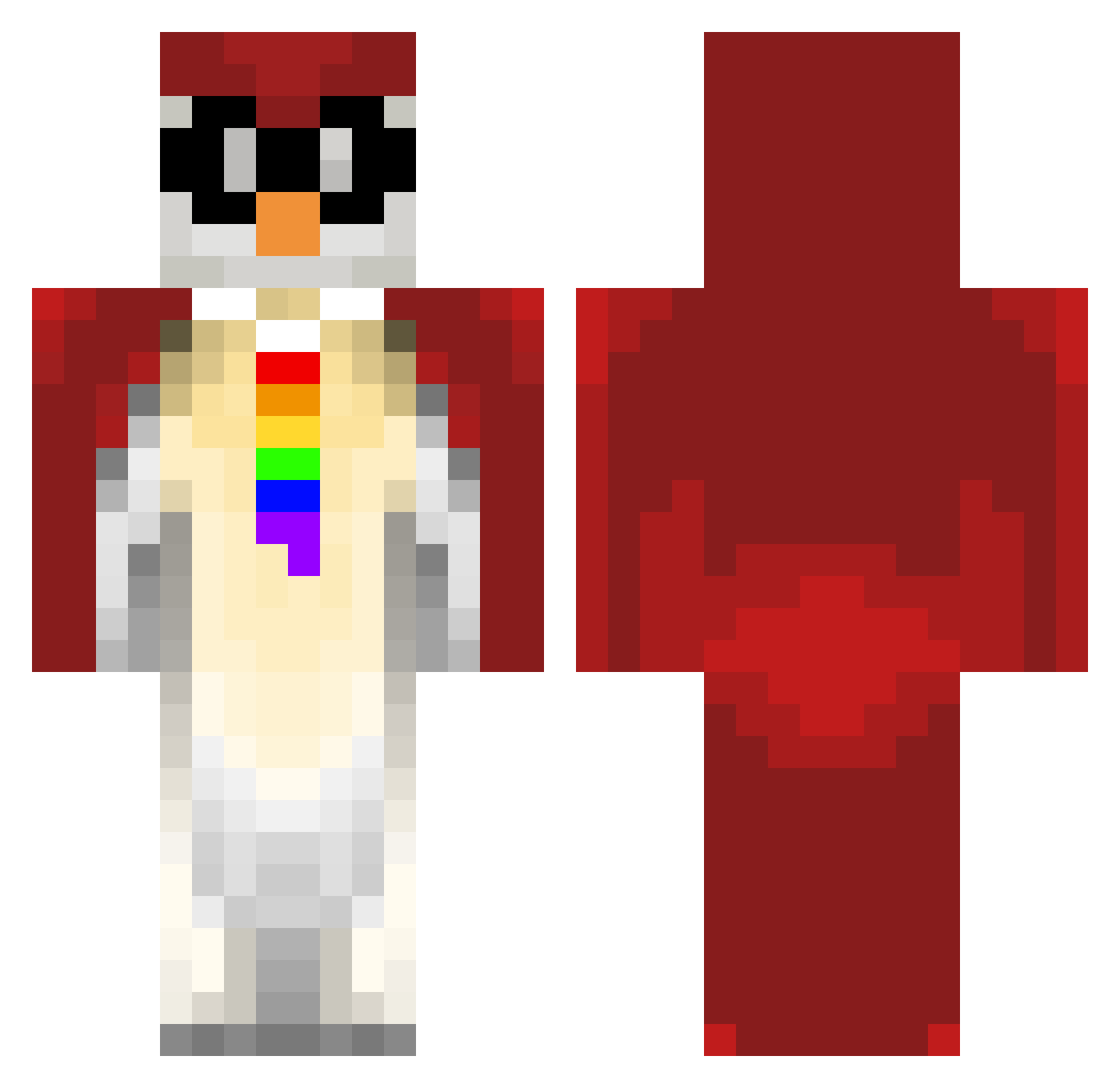 BePaid Minecraft skin, front and back view