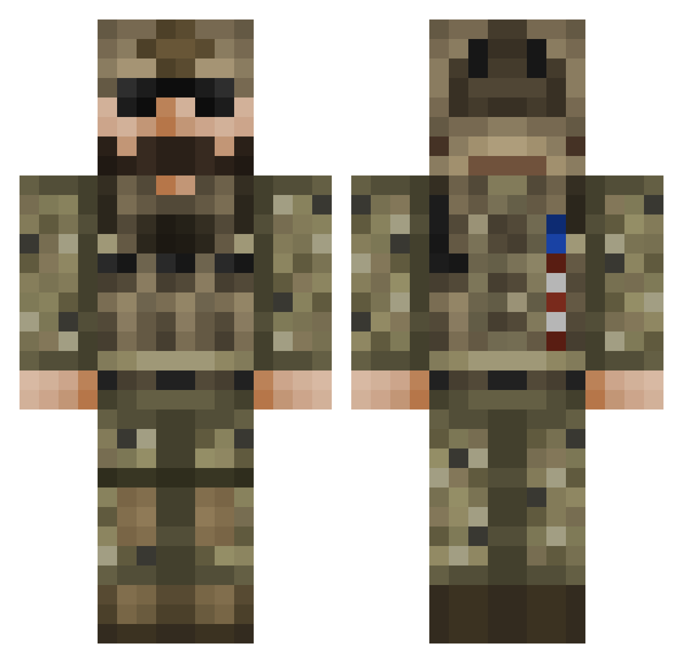 pizzabarr Minecraft skin, front and back view