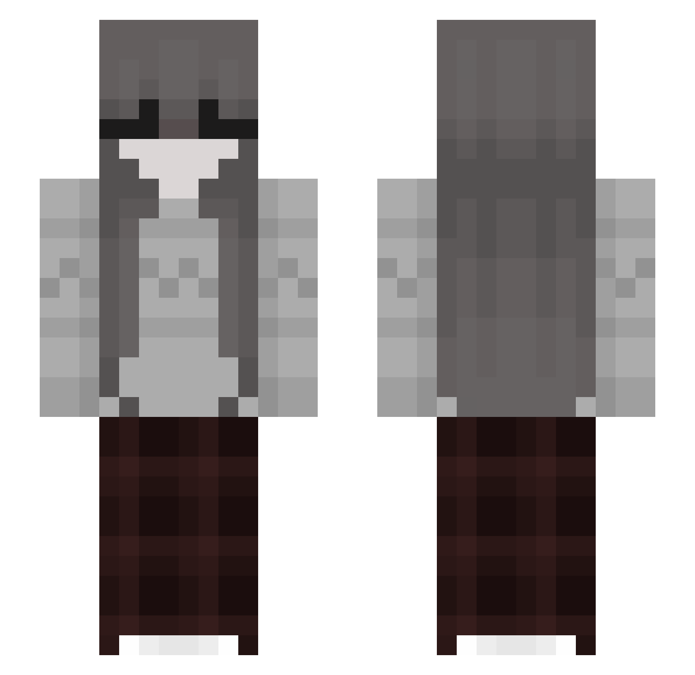 SLS0 Minecraft skin, front and back view