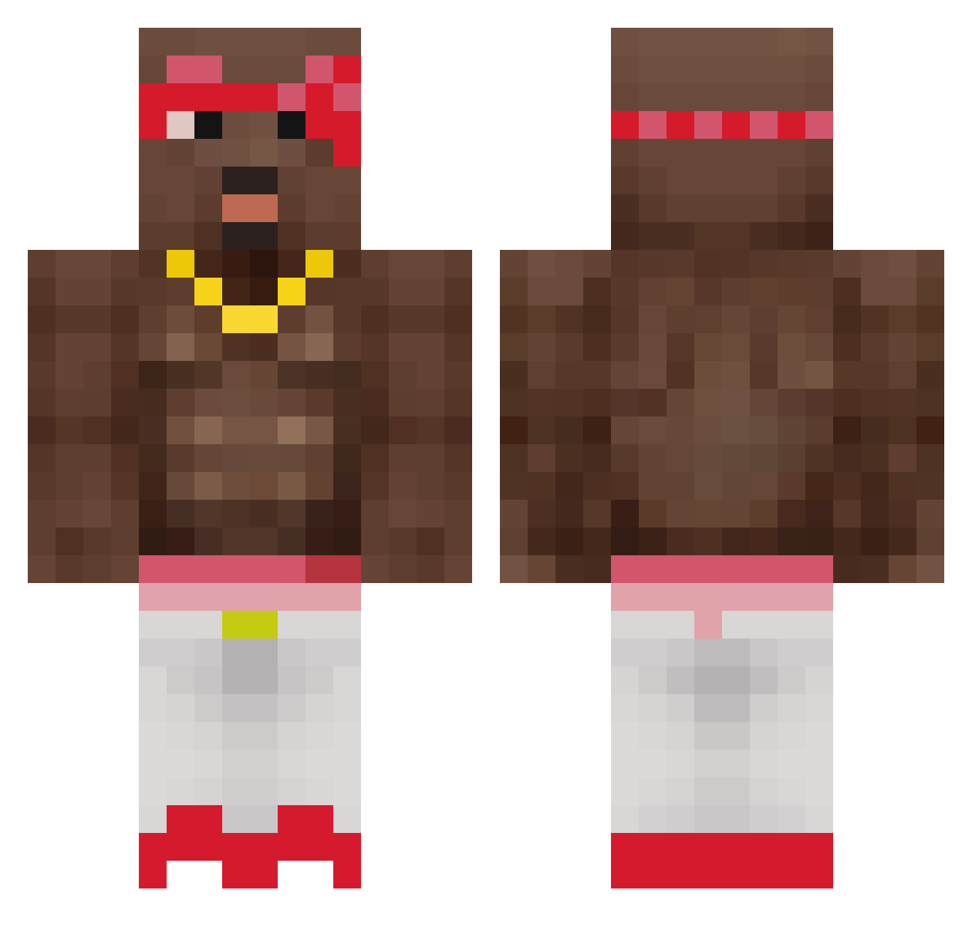 norzes Minecraft skin, front and back view