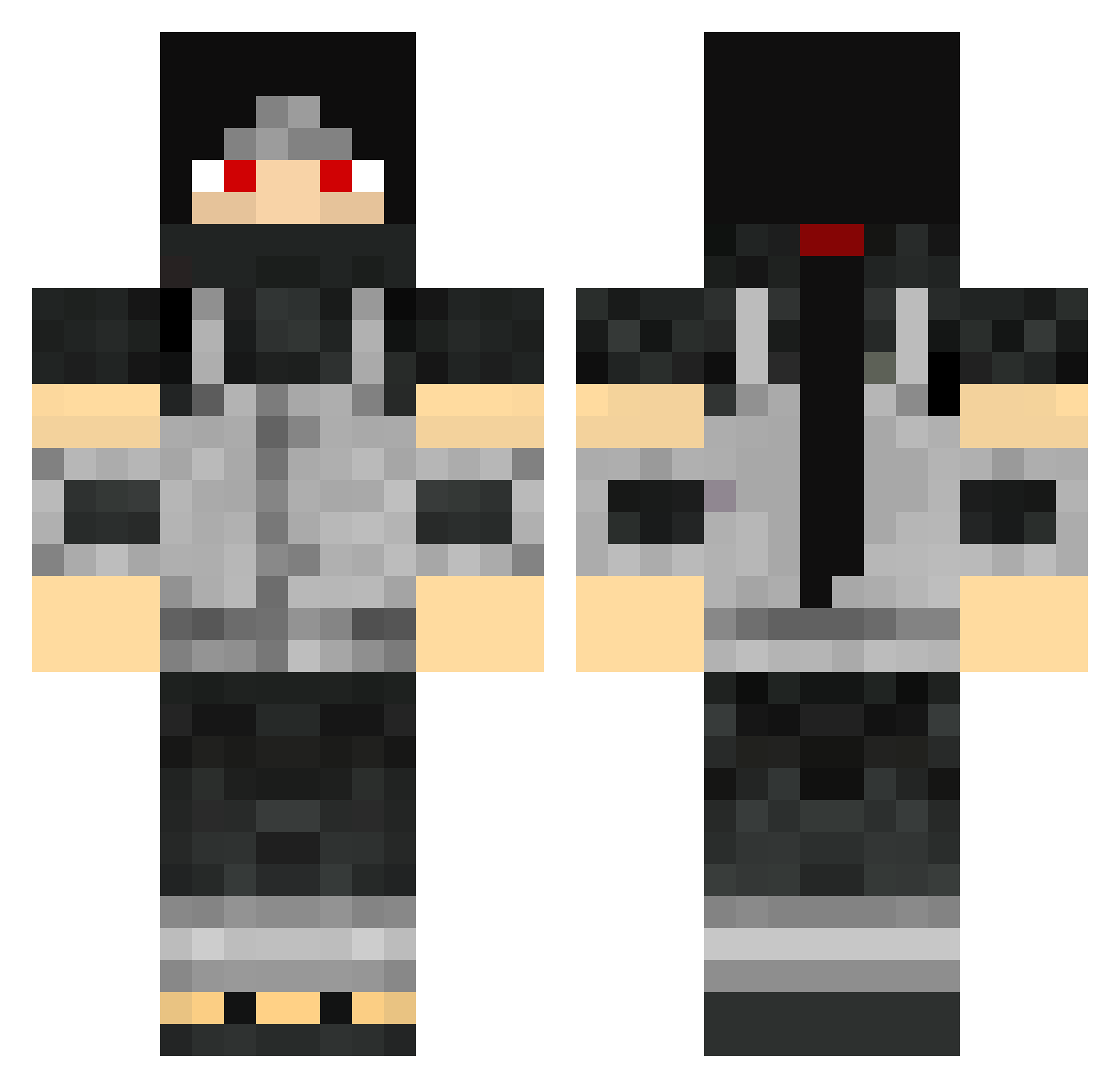 Blackknife7 Minecraft skin, front and back view