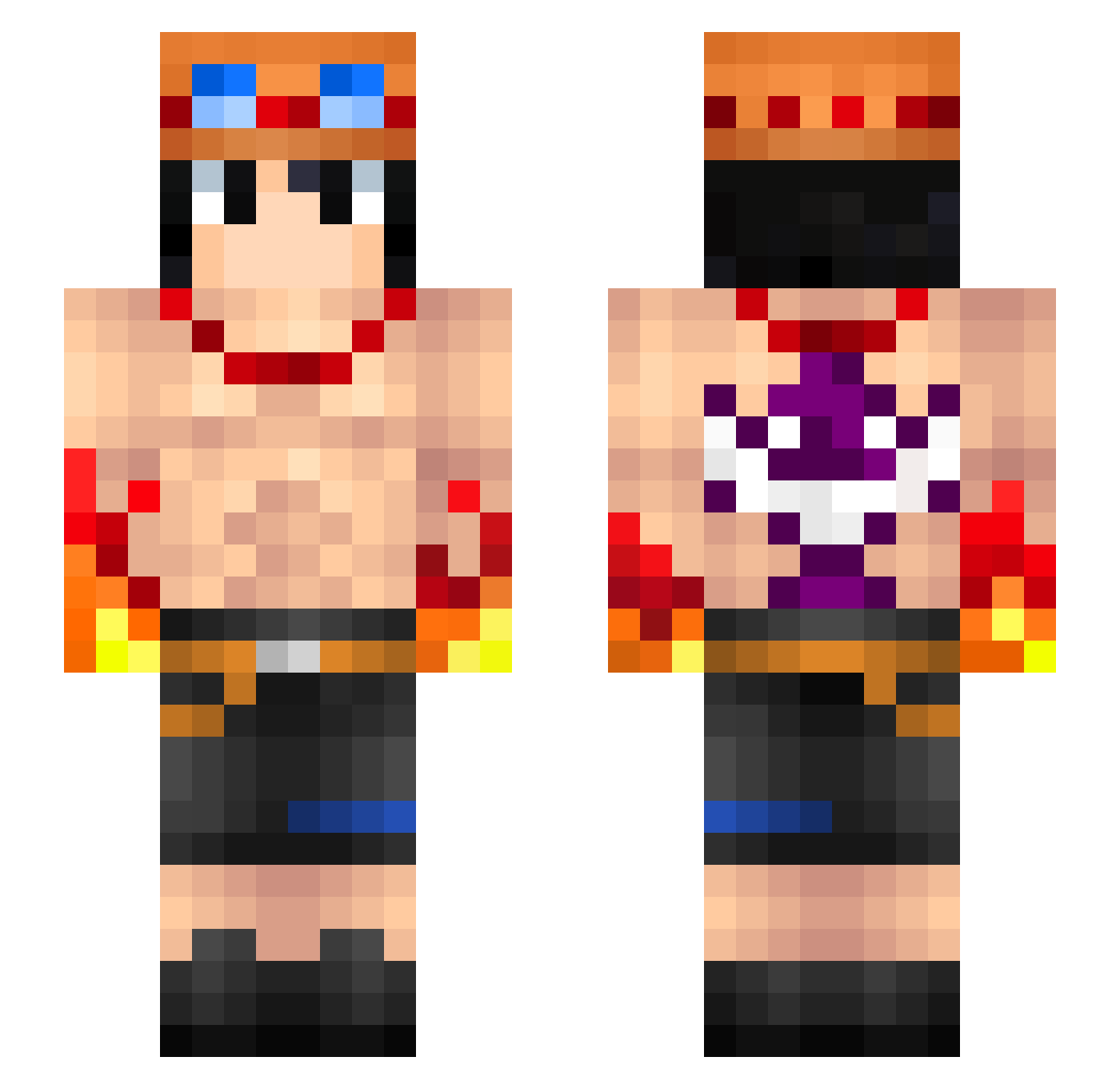 rayman9580 Minecraft skin, front and back view
