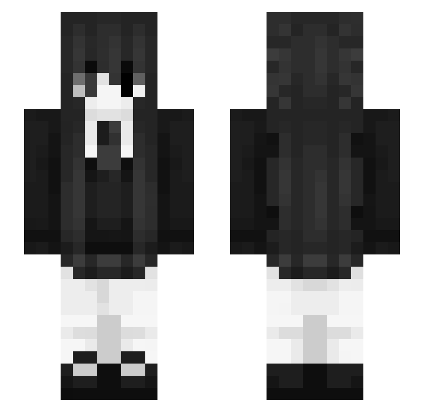 Narratively Minecraft skin, front and back view