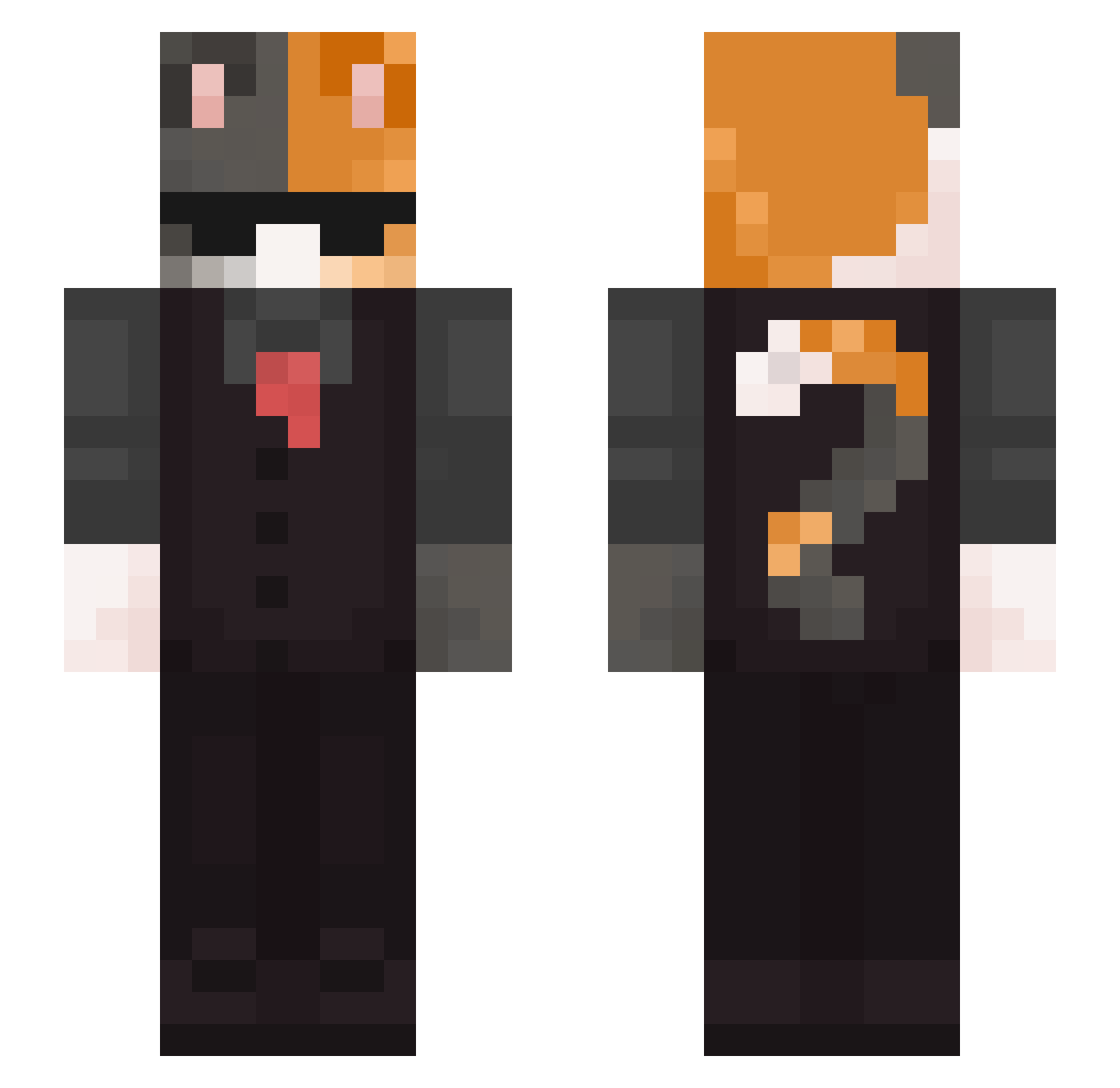 baconu Minecraft skin, front and back view