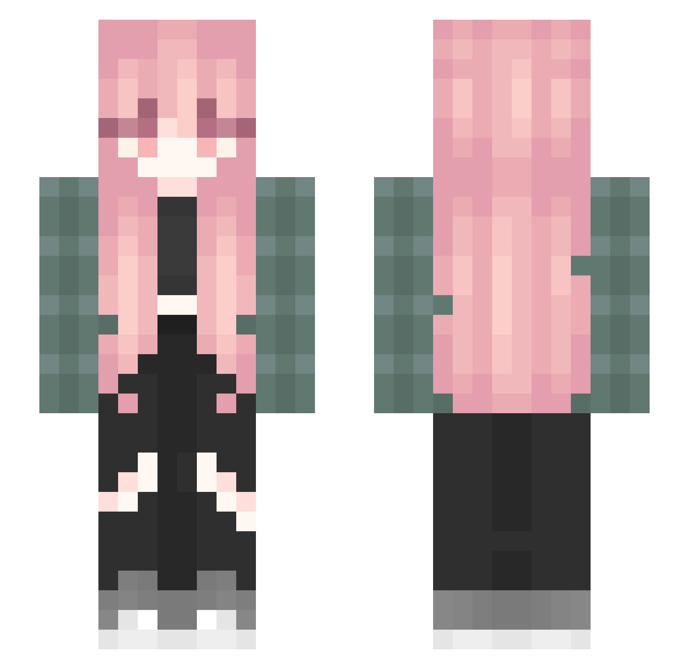 Ruivven Minecraft skin, front and back view