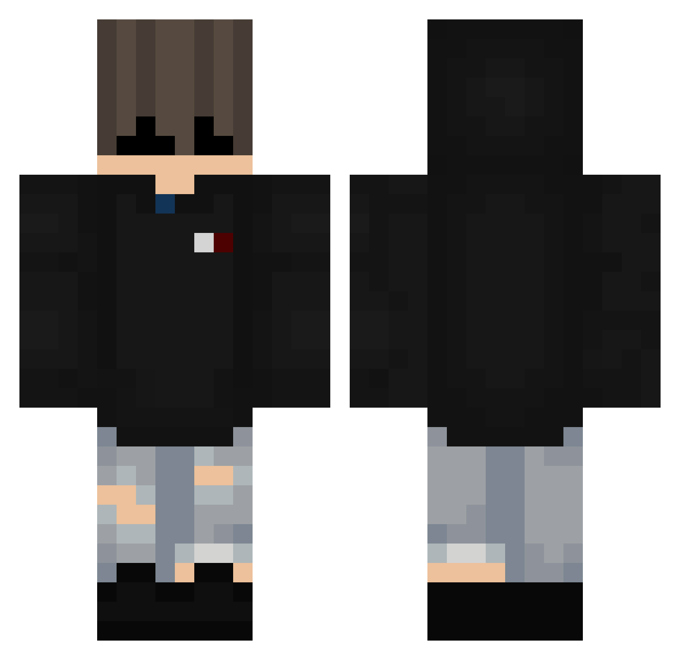 SSJNoLegi Minecraft skin, front and back view
