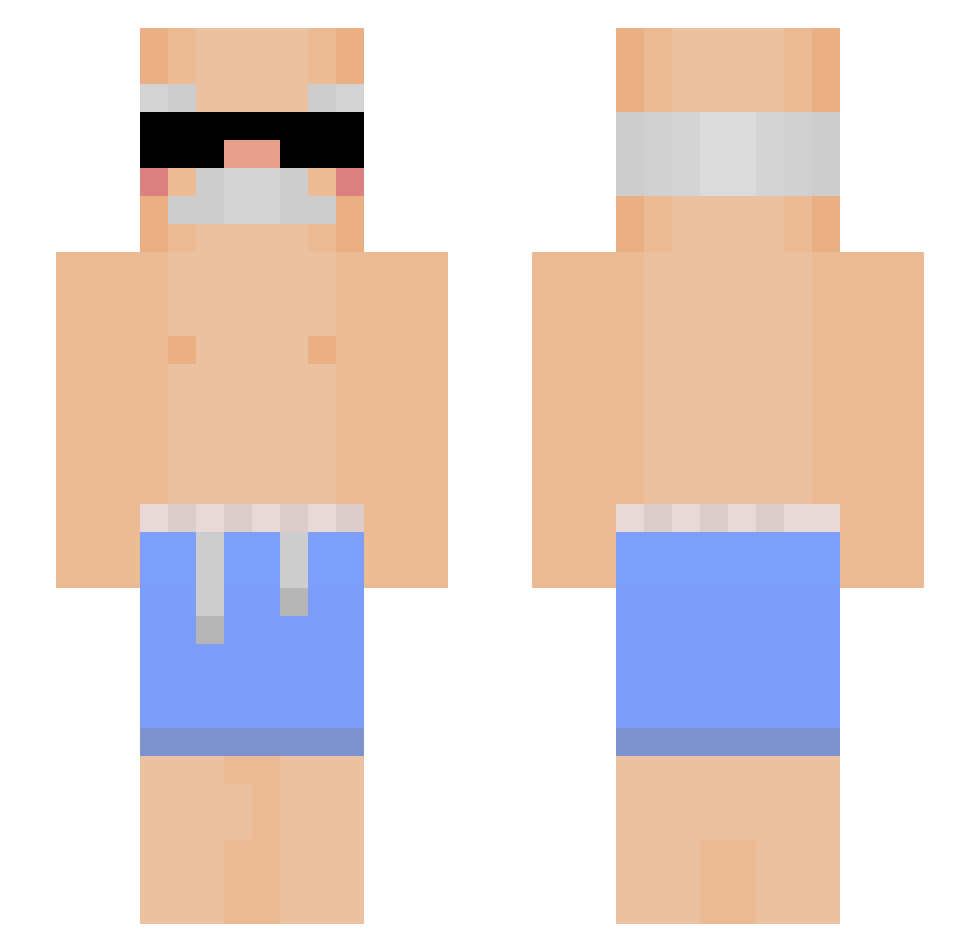 Pensioners Minecraft skin, front and back view