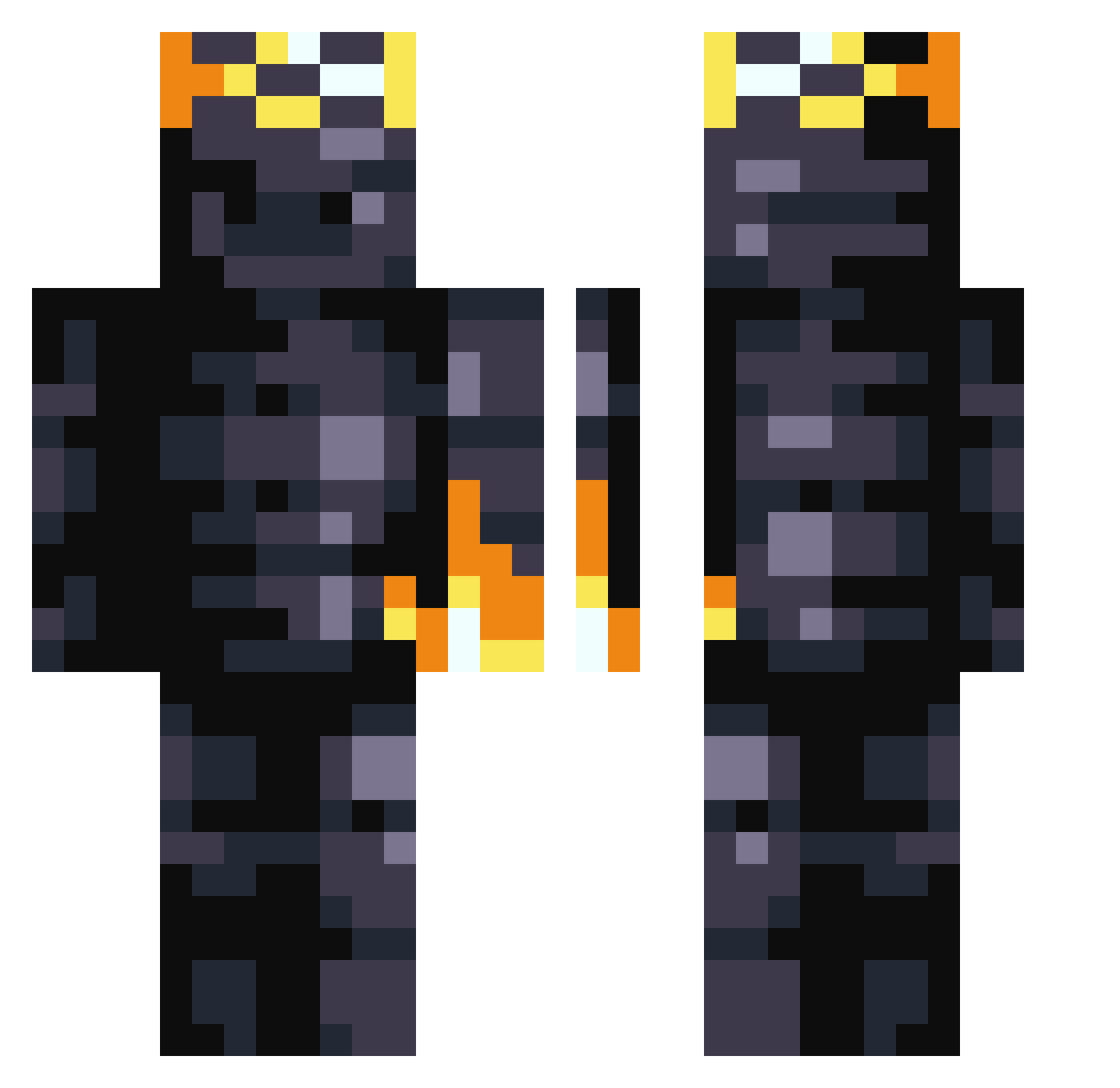 Grimslalker Minecraft skin, front and back view