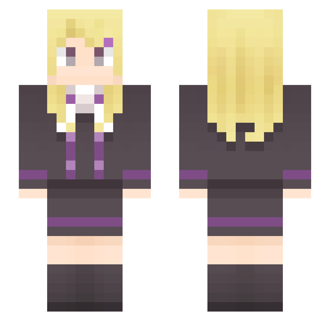 waffluff Minecraft skin, front and back view