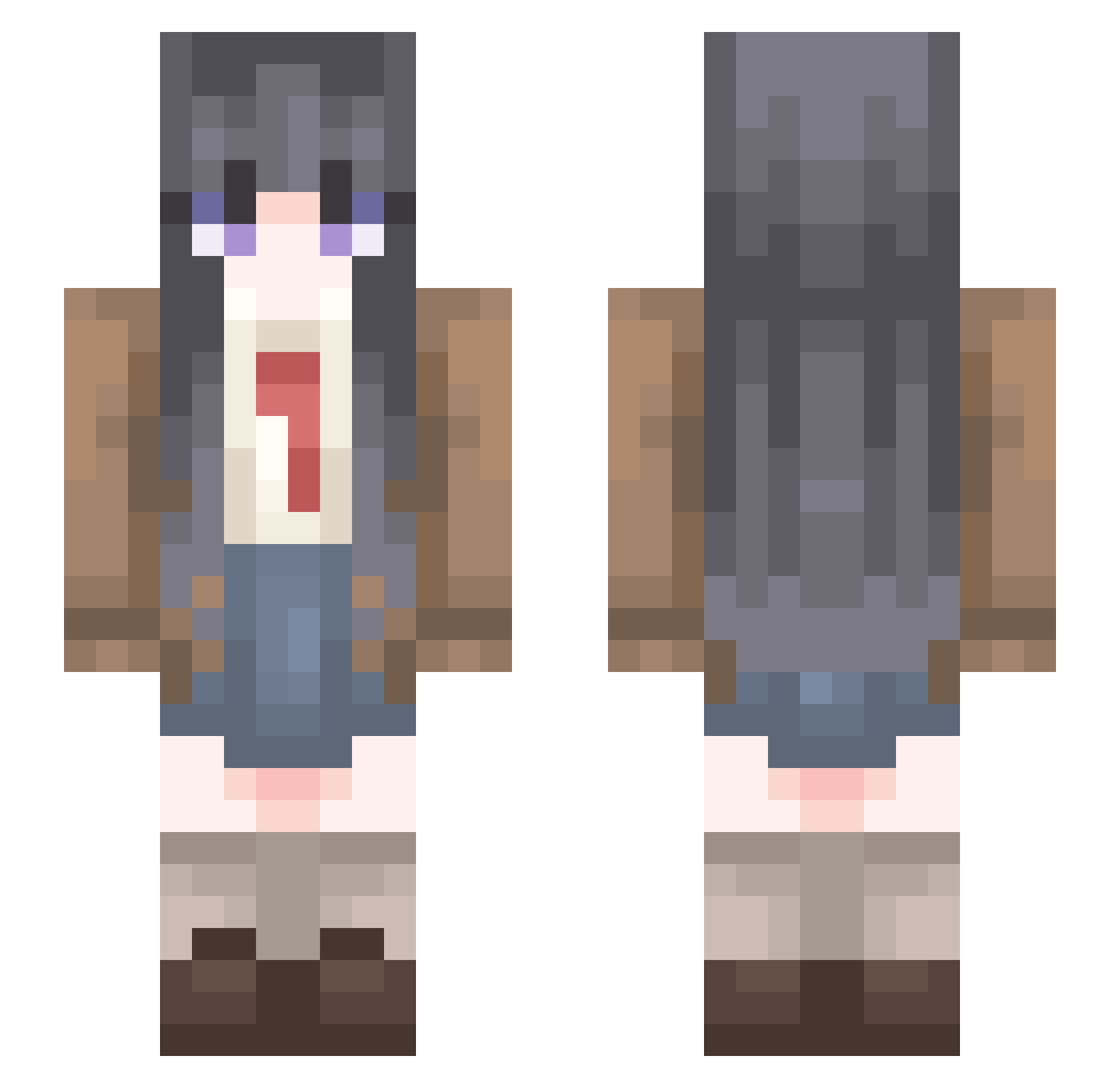 DriftyDev Minecraft skin, front and back view