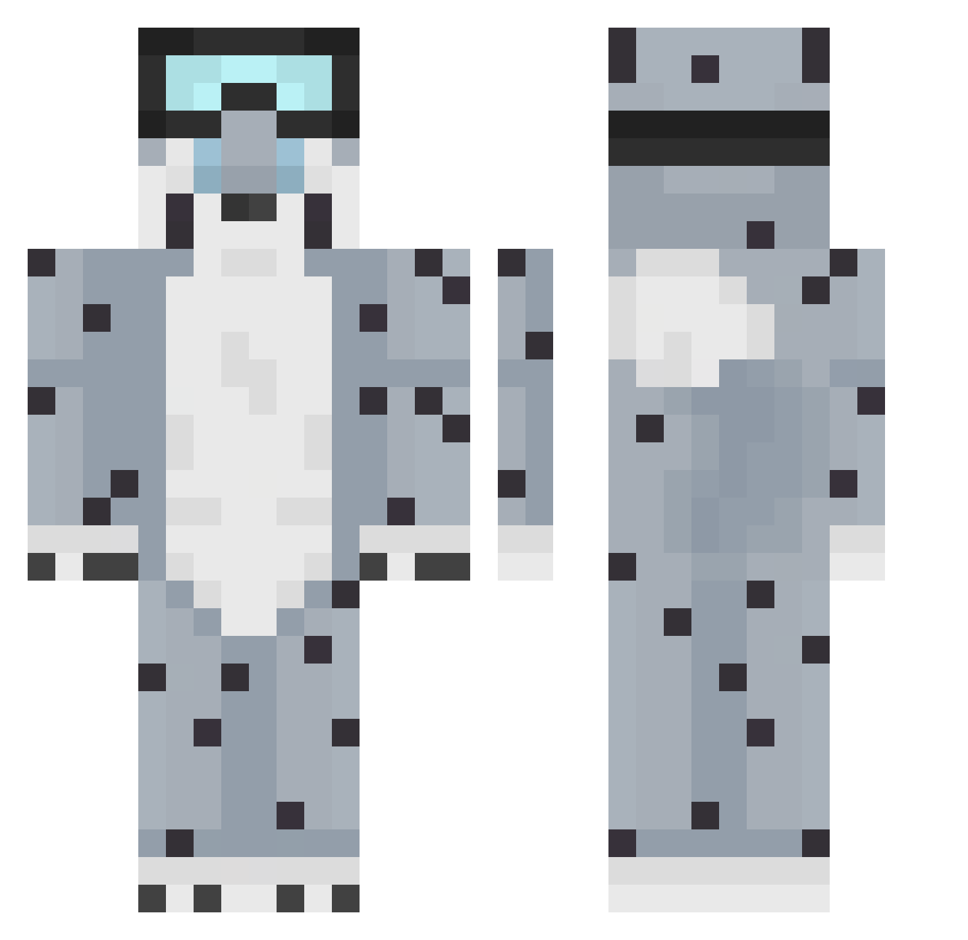 MlkyWavXplode Minecraft skin, front and back view