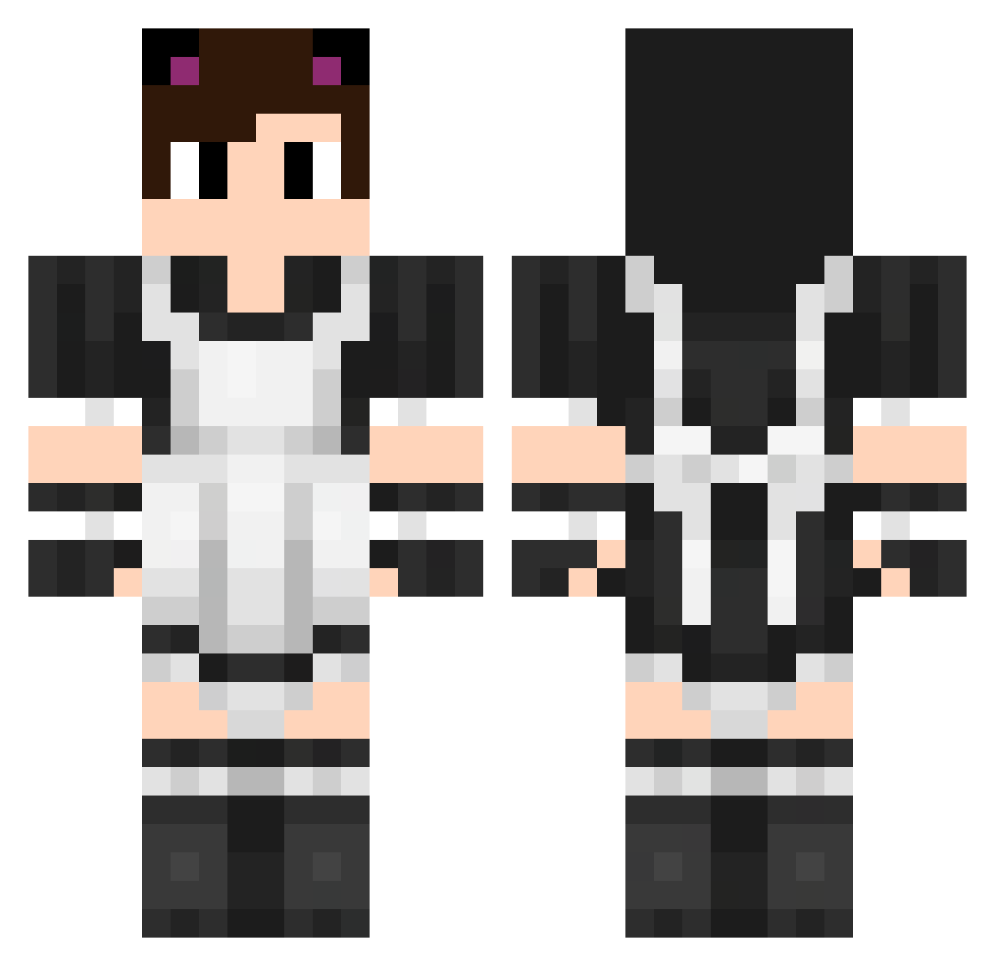 MrJE67 Minecraft skin, front and back view