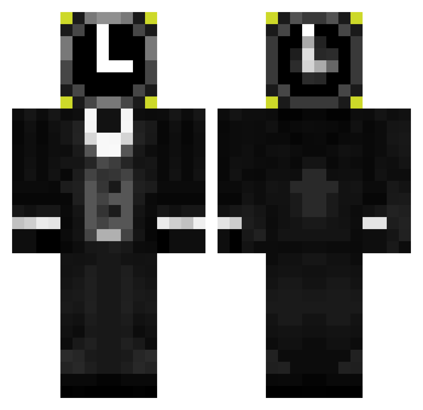 ArcticFoxWhite Minecraft skin, front and back view