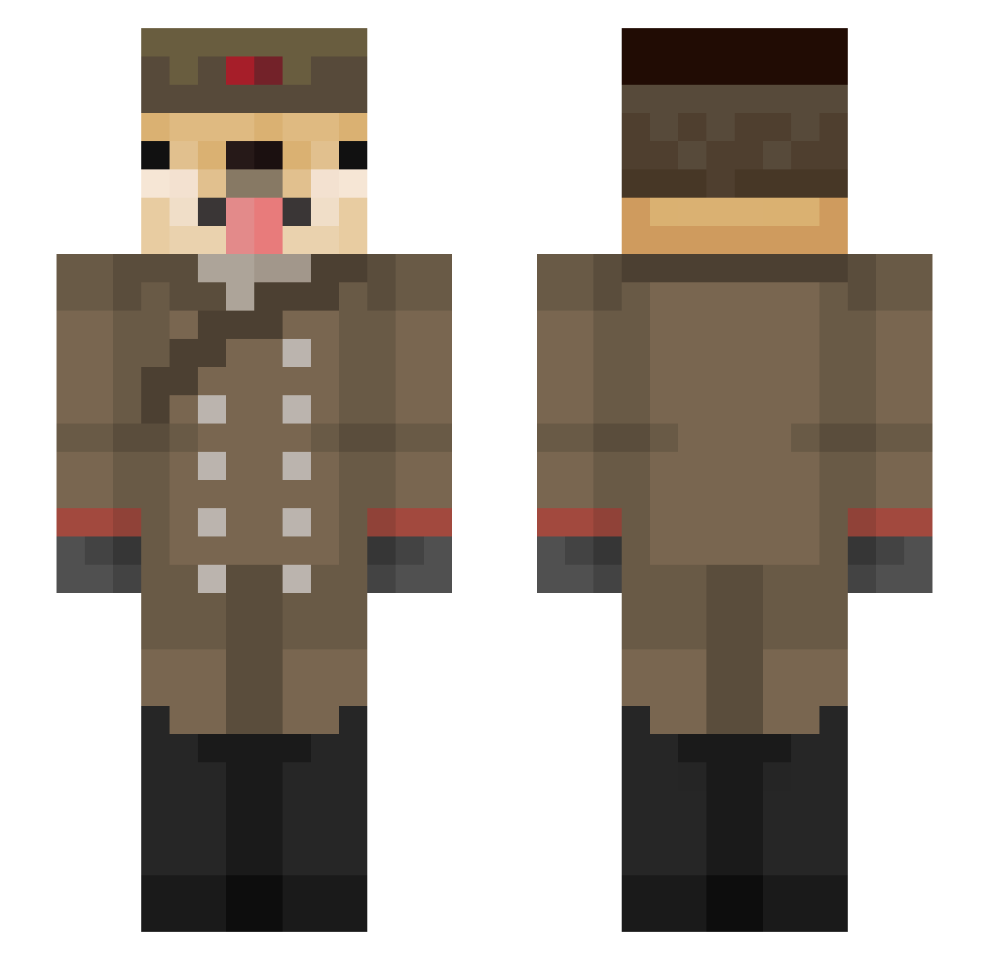 Pouterre Minecraft skin, front and back view