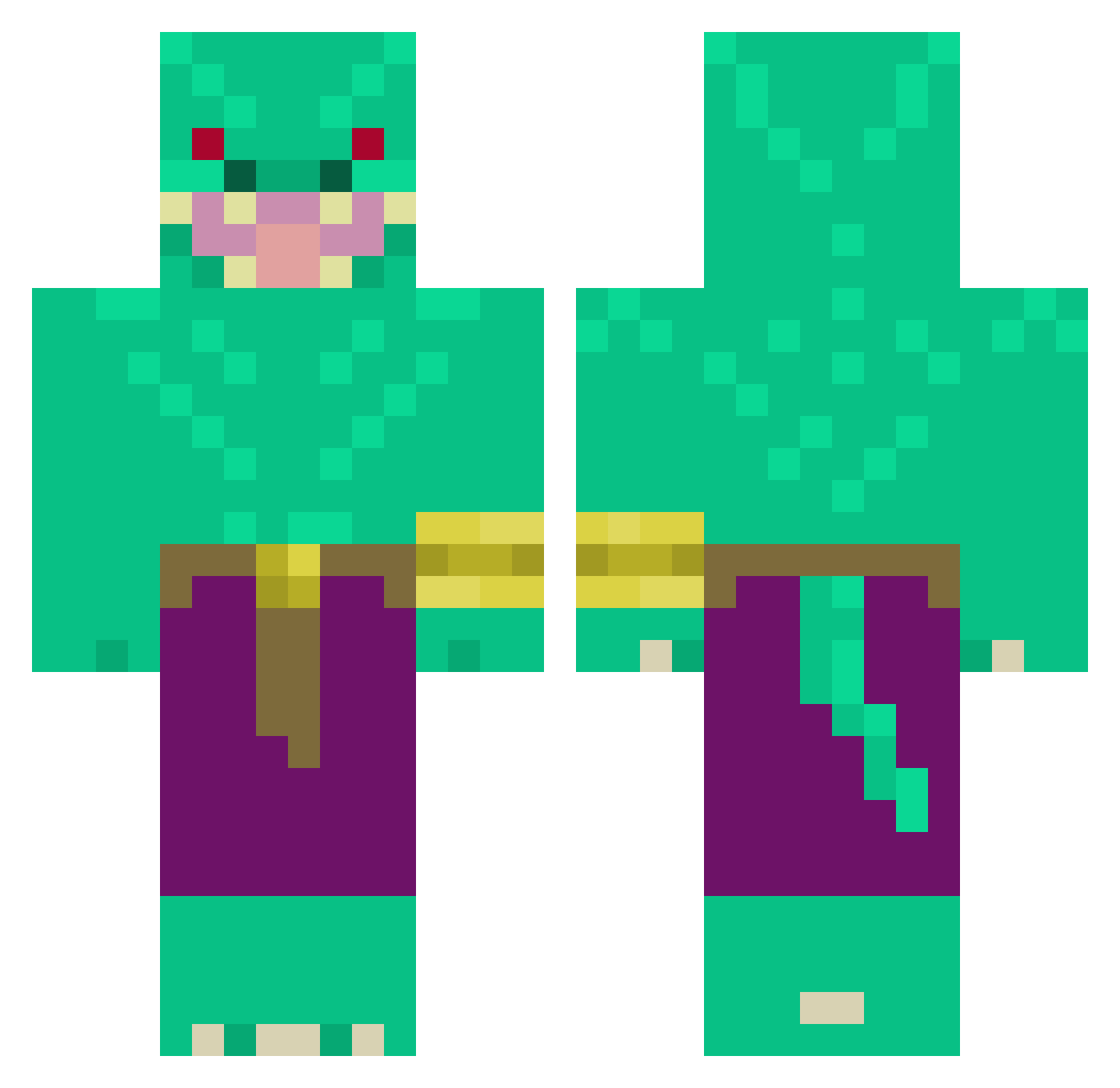 Tobleroneeee Minecraft skin, front and back view