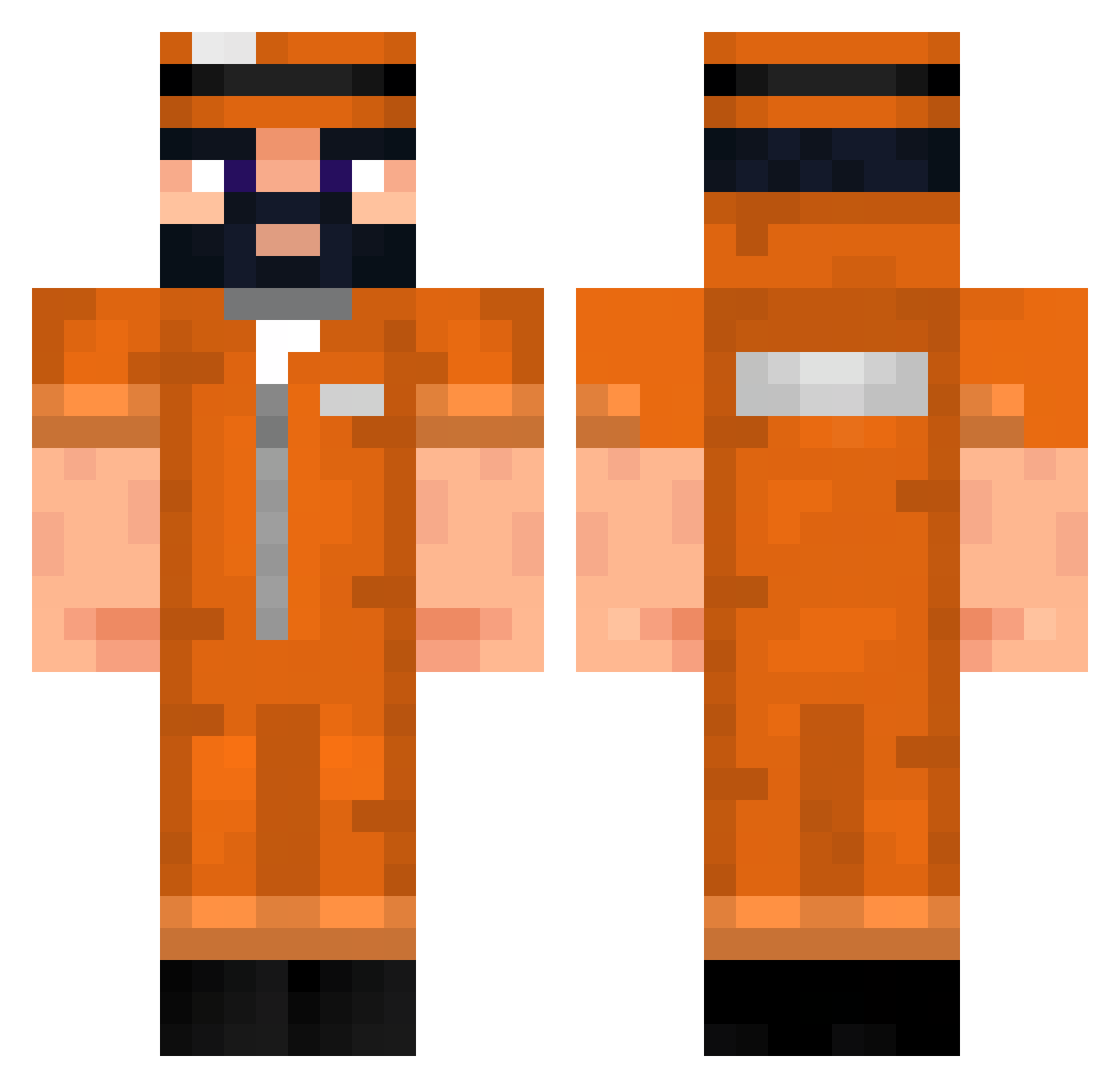BeardyRacoon Minecraft skin, front and back view