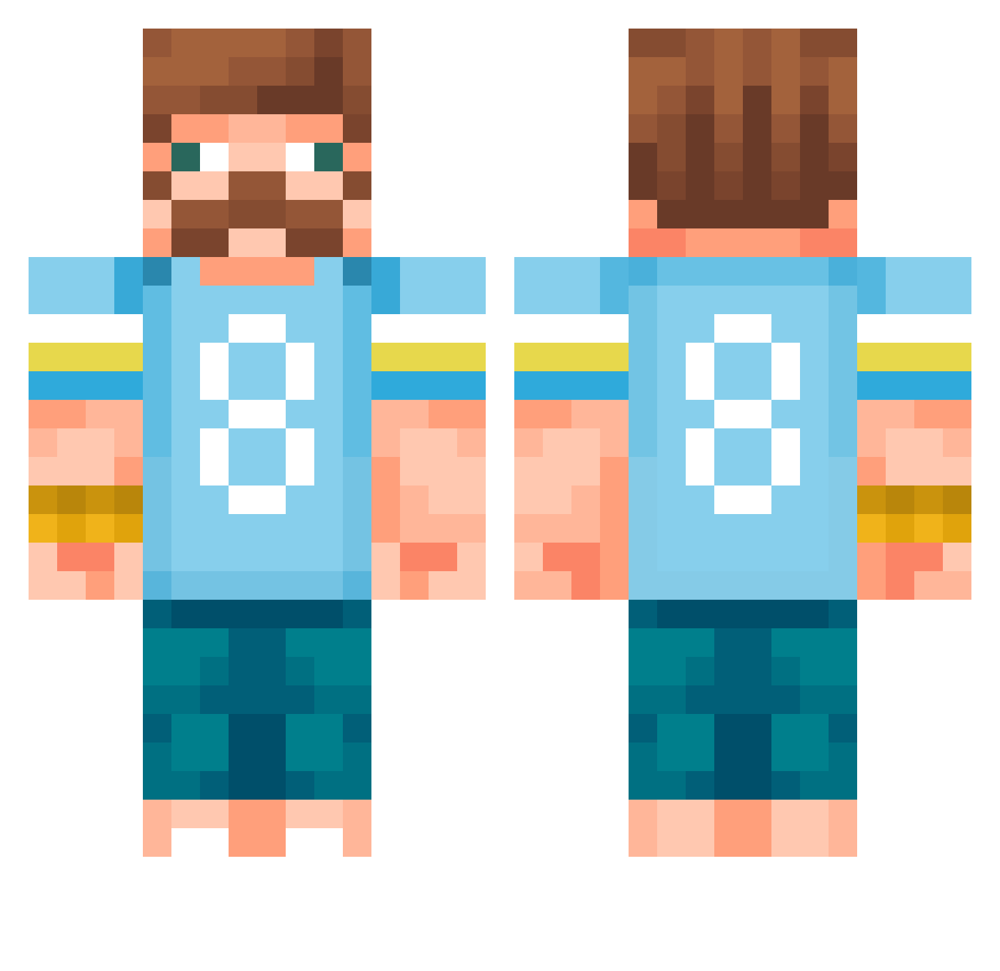 Cyhan136 Minecraft skin, front and back view