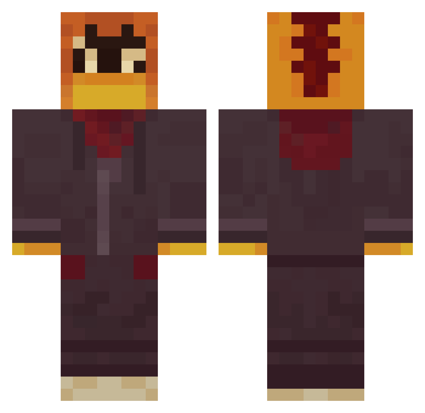 GravityLuca Minecraft skin, front and back view