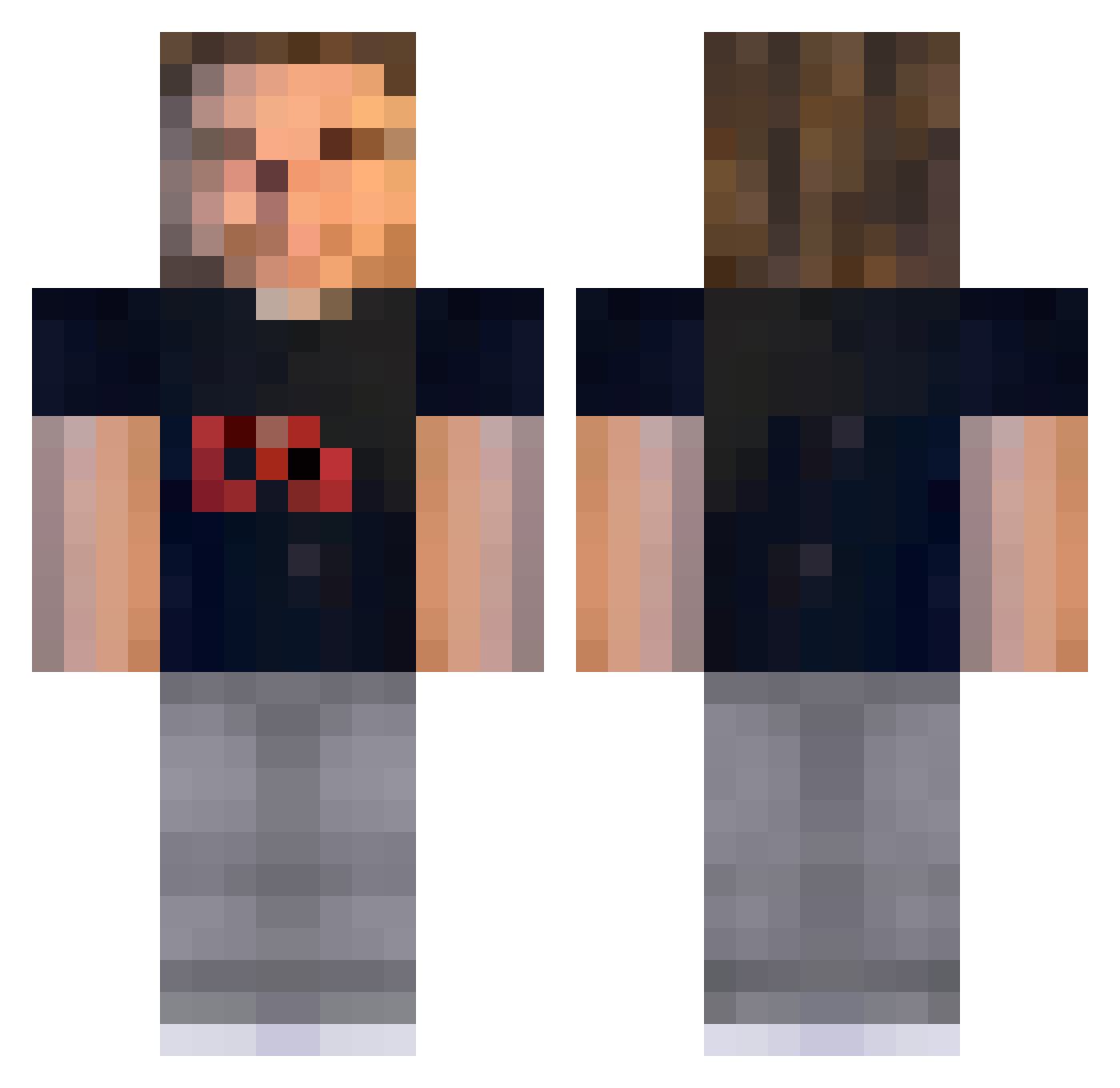 AronGB Minecraft skin, front and back view