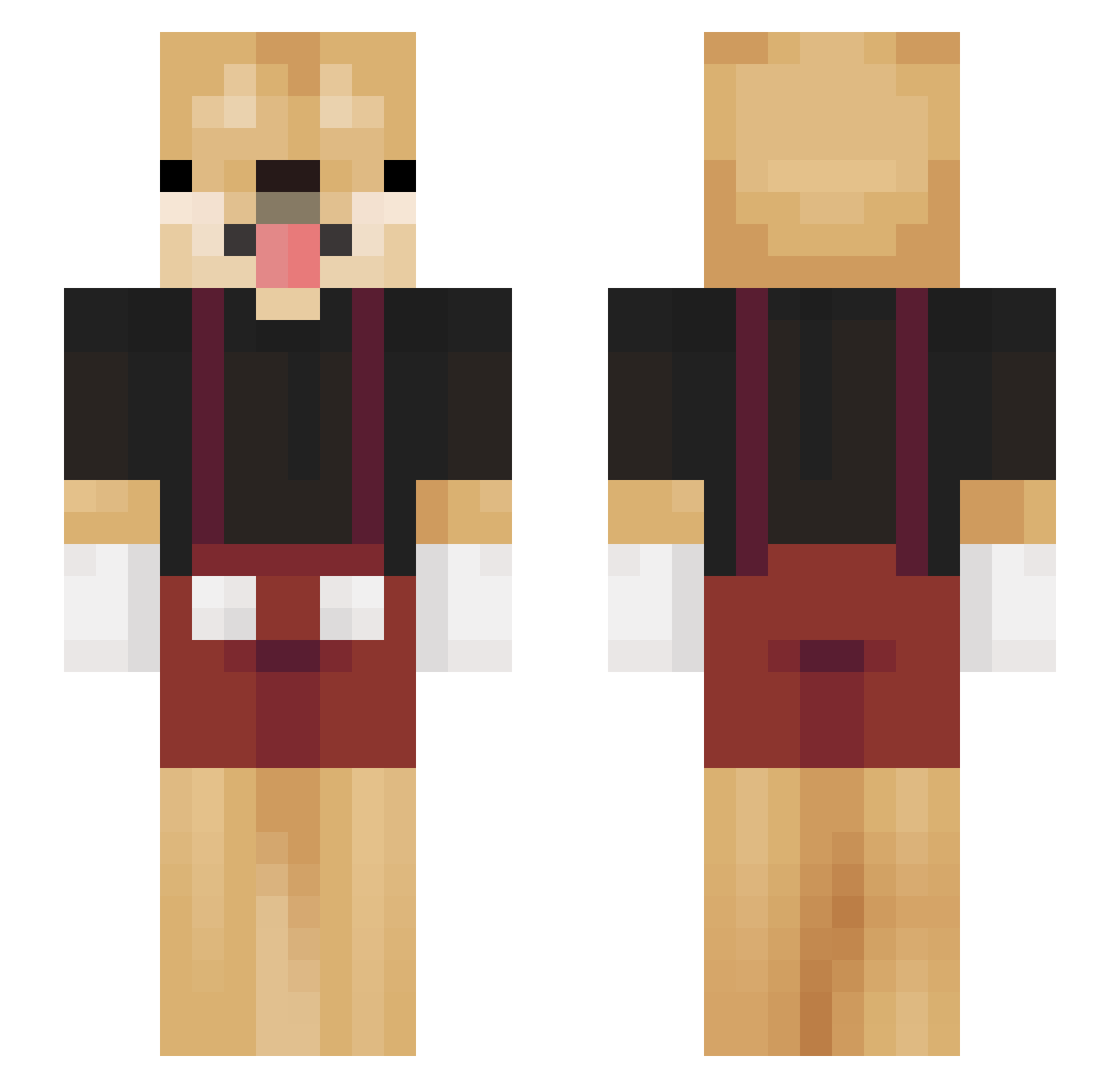 WhereIsZapatos Minecraft skin, front and back view