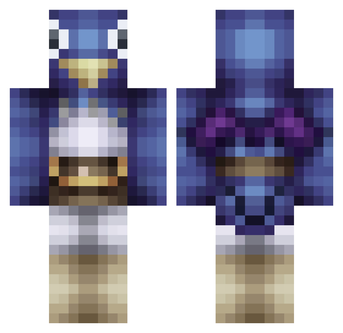 Feiutal Minecraft skin, front and back view