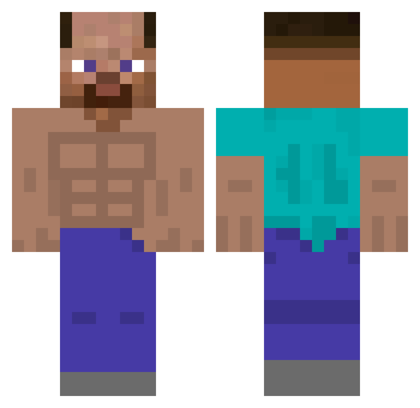 LouJLuiMangeLeKi Minecraft skin, front and back view