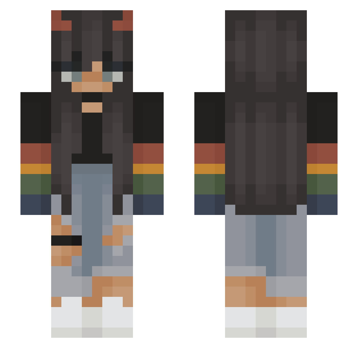 ItsNotLeila Minecraft skin, front and back view