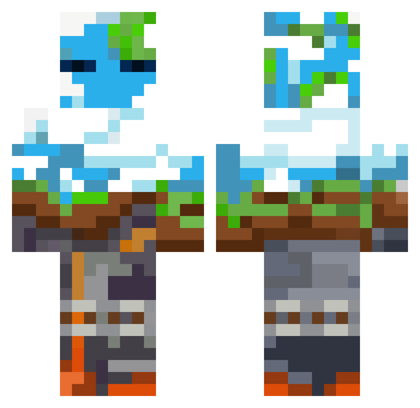 EinSpoon Minecraft skin, front and back view