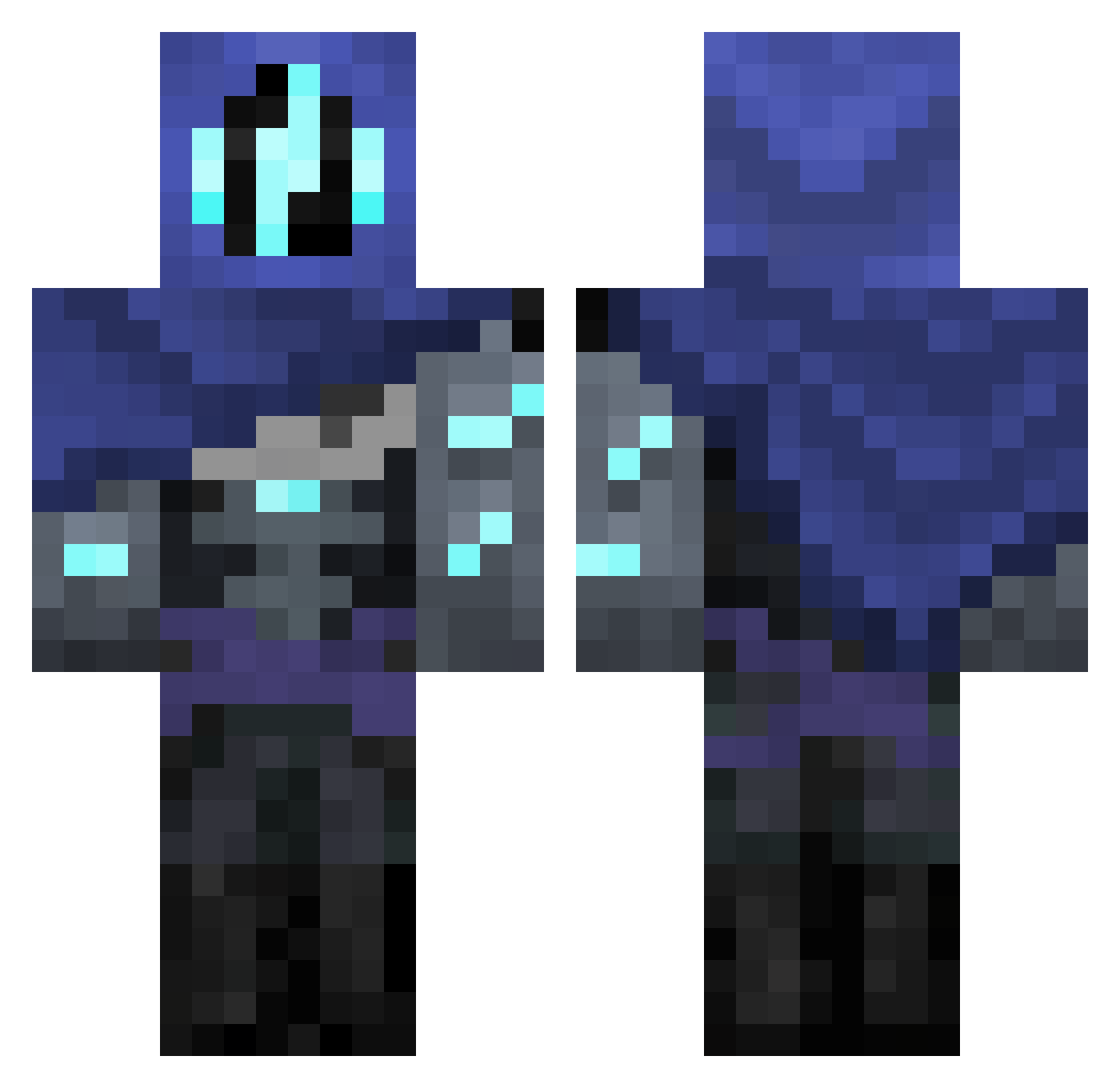 Agent_Kha Minecraft skin, front and back view