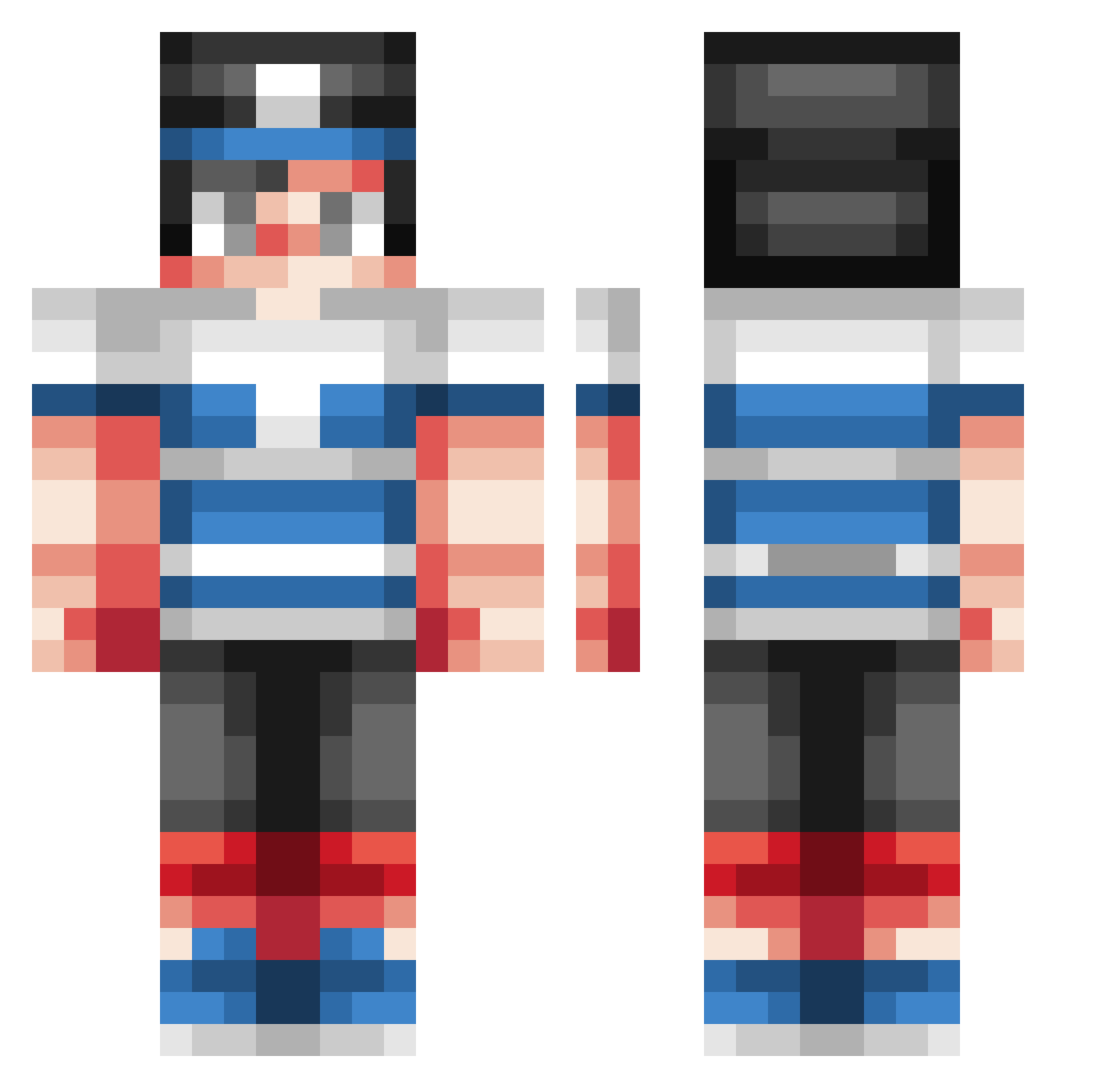M35k Minecraft skin, front and back view