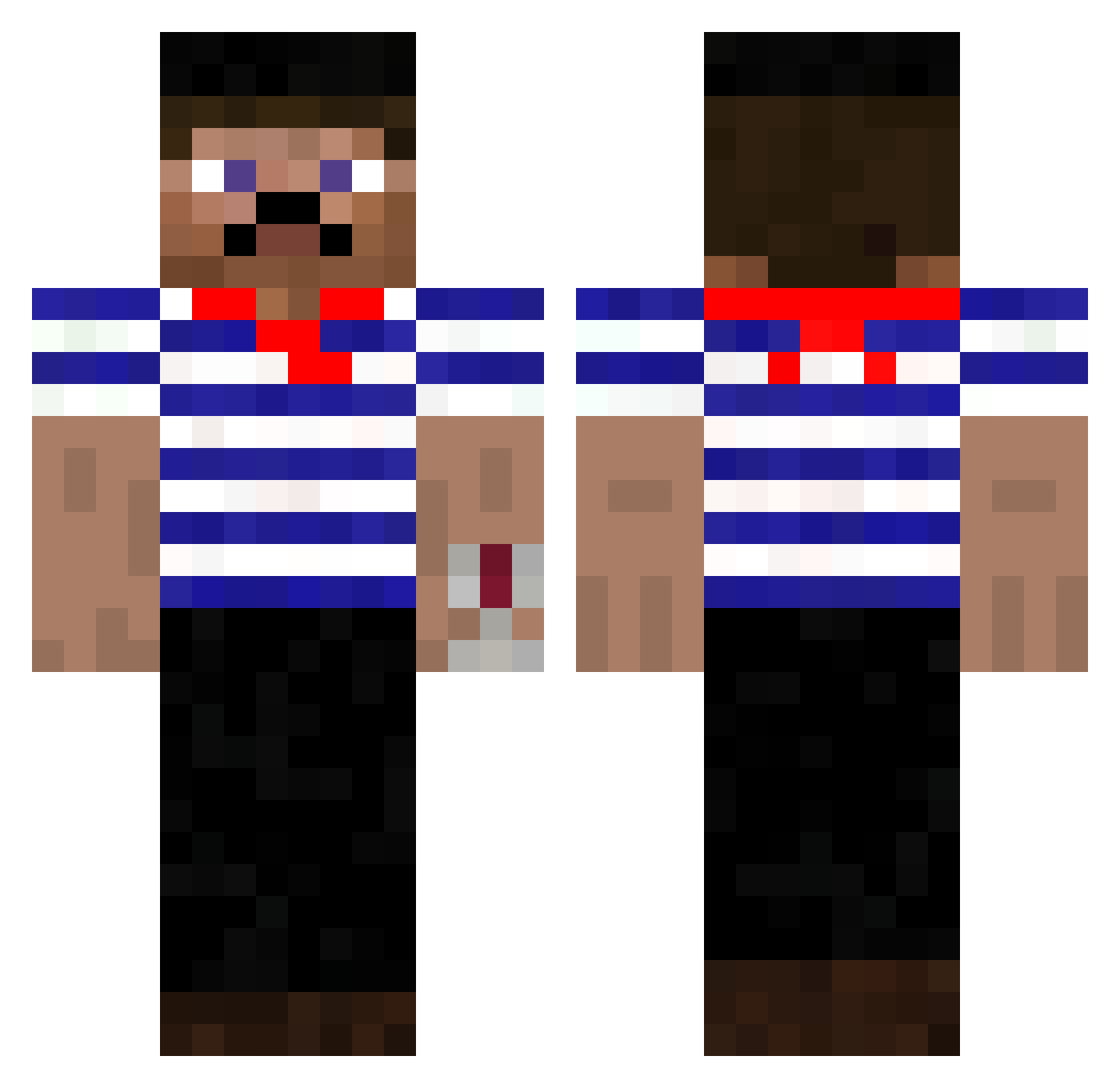 Opsilon Minecraft skin, front and back view