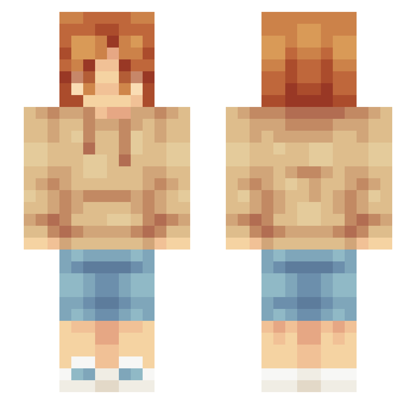 Aejoostxd Minecraft skin, front and back view