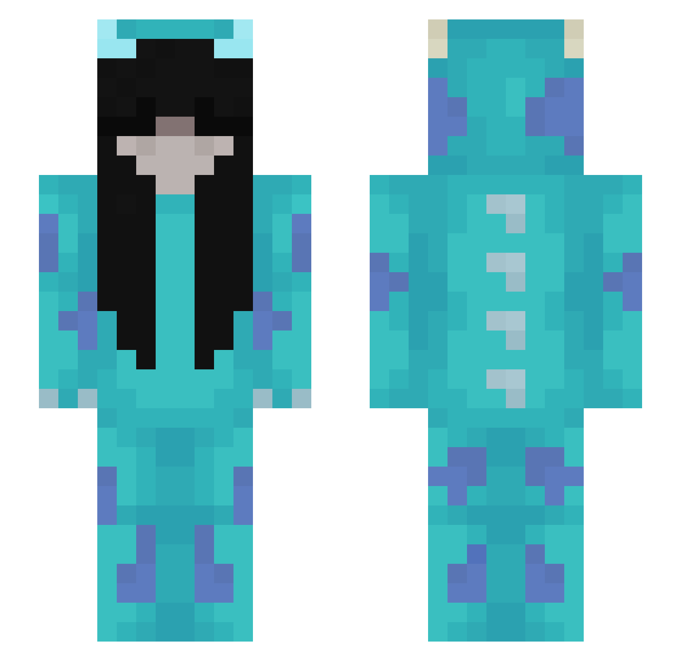 AmeVegetta777 Minecraft skin, front and back view